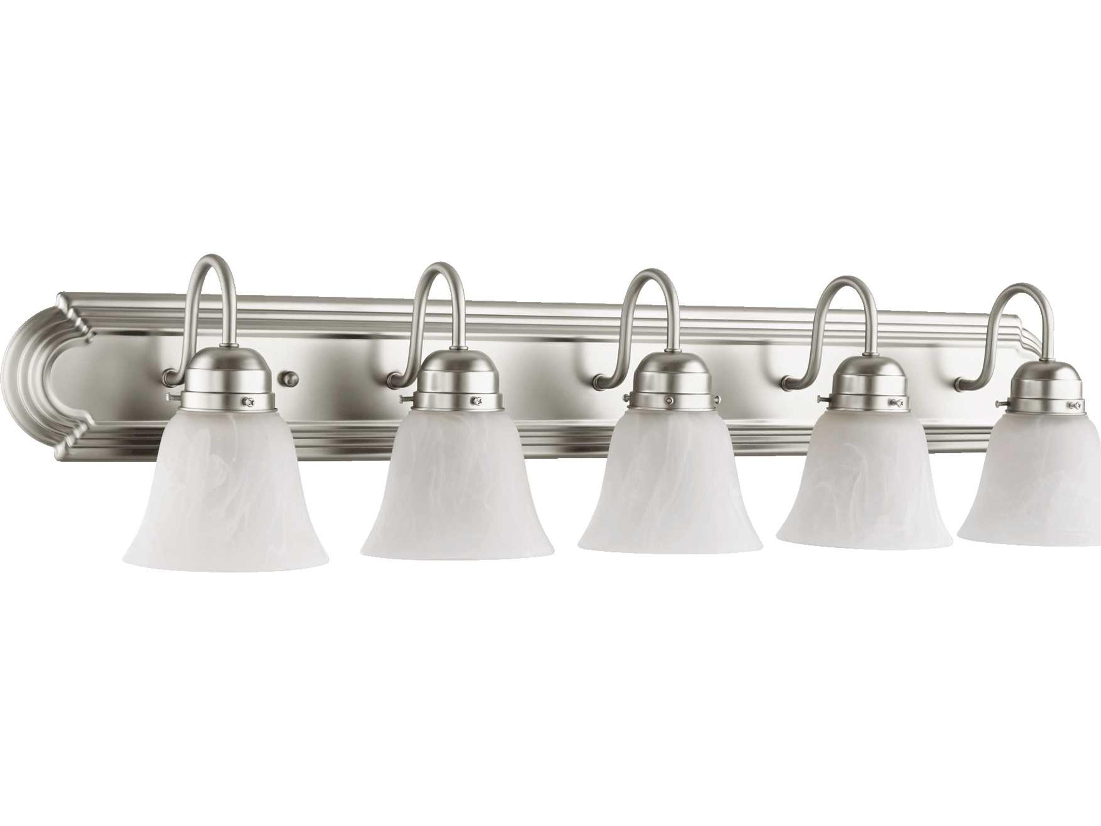 Quorum Satin Nickel With Faux Alabaster White Glass Vanity Light