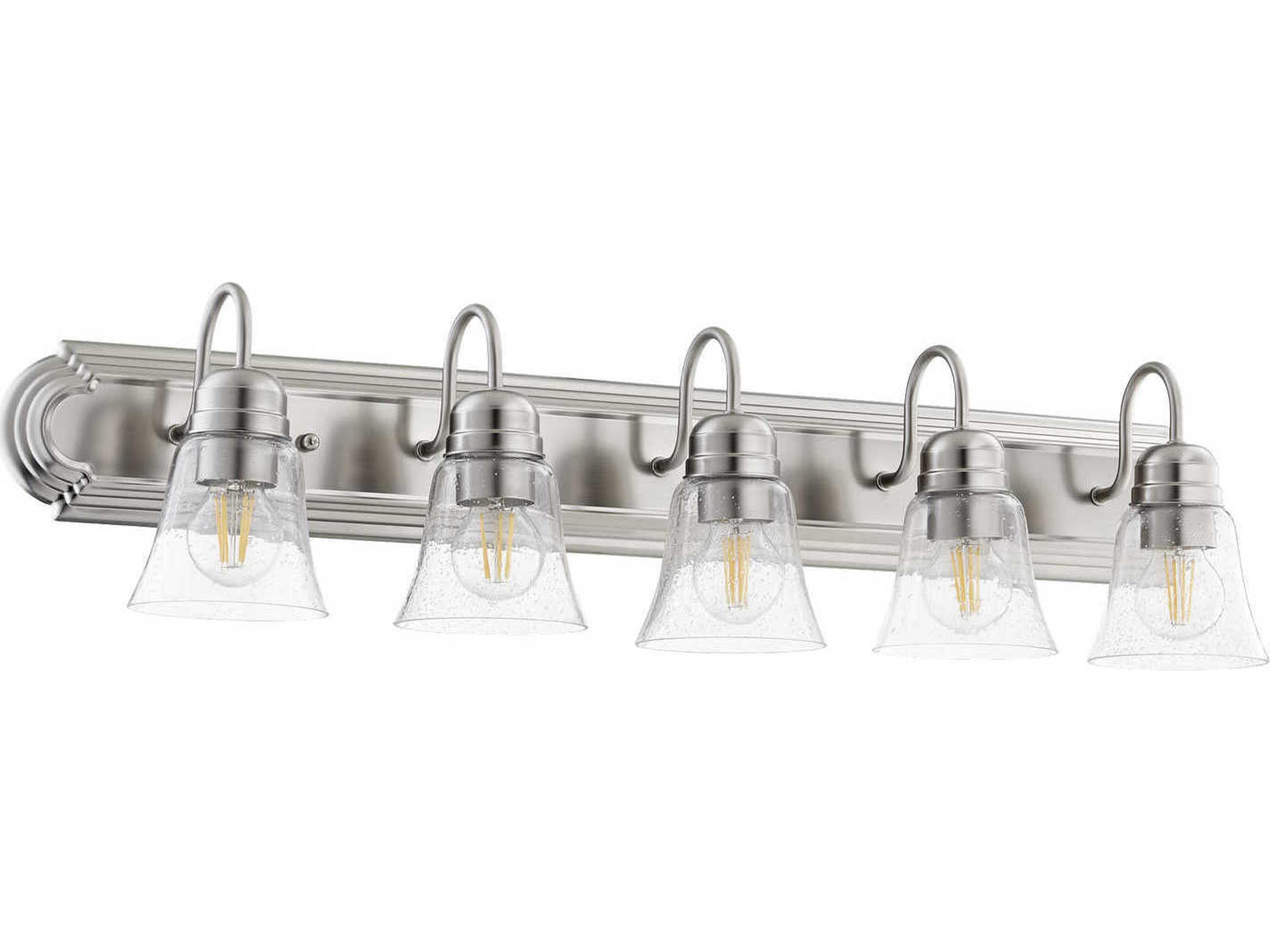 5-Light Satin Nickel Glass Vanity Light