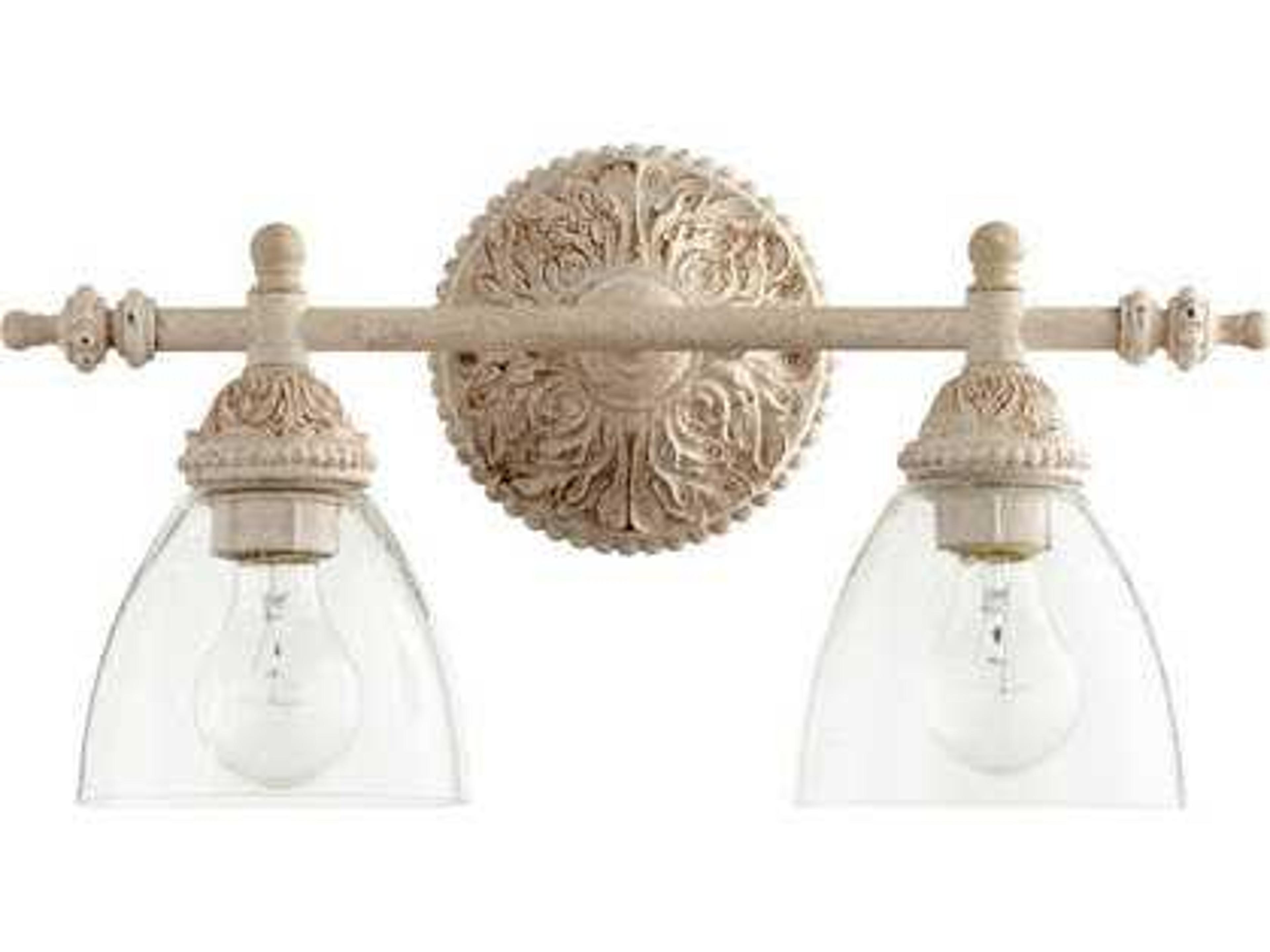 Quorum 2-Light Persian White Clear seeded Glass Vanity Light