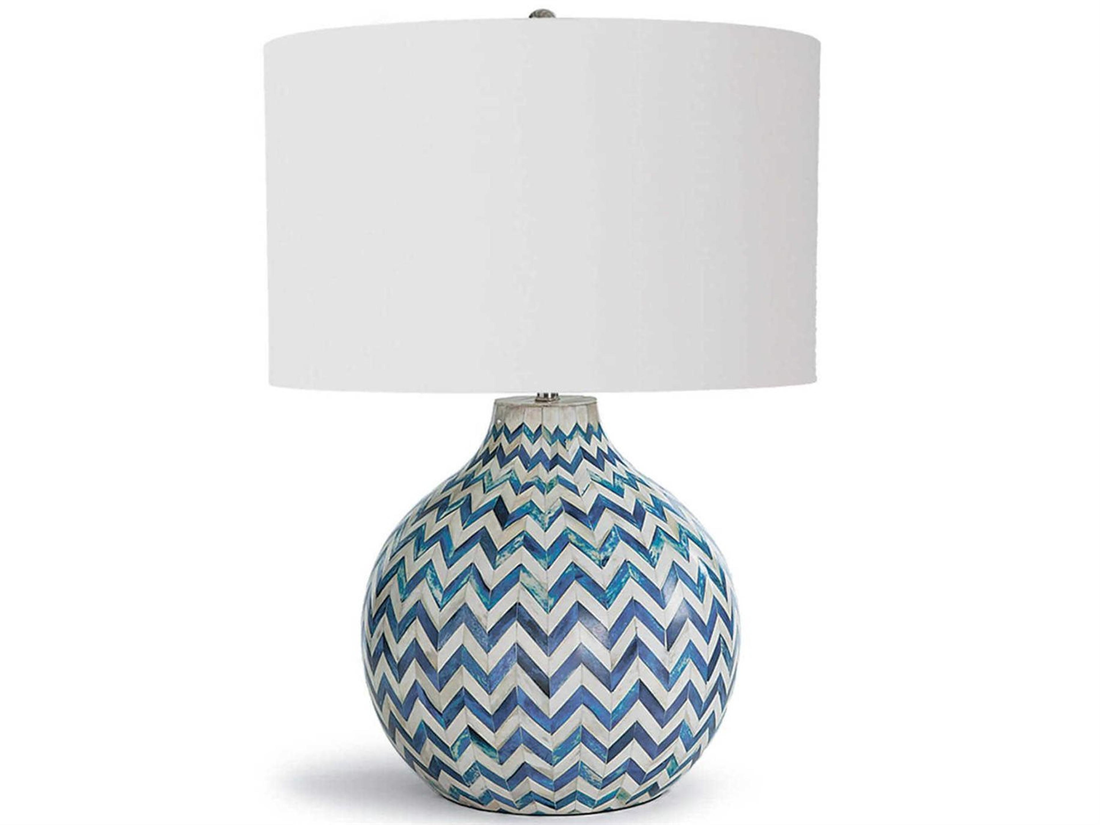 Chevron Bone Table Lamp Indigo