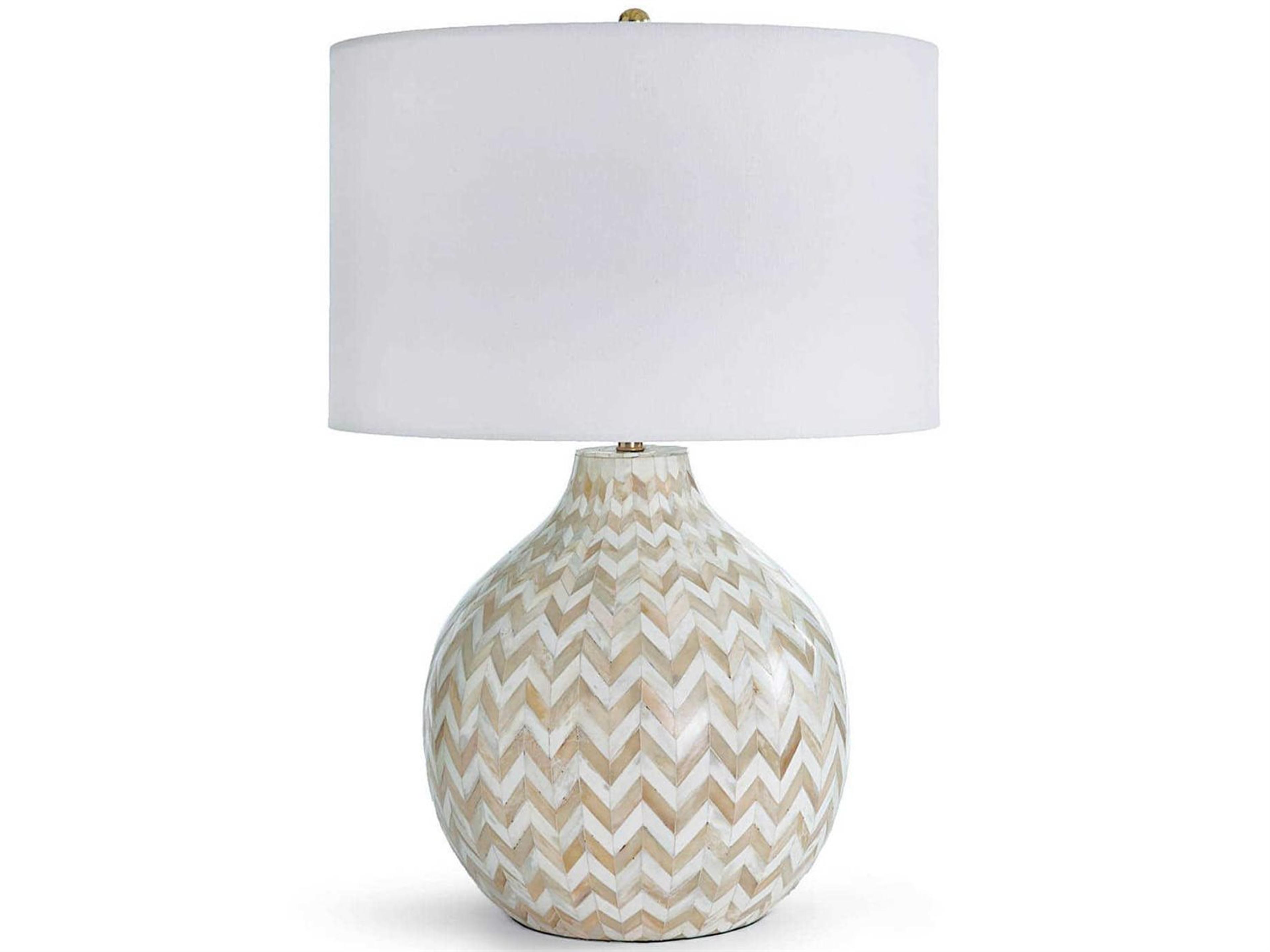 Chevron Table Lamp Natural Bone Inlay