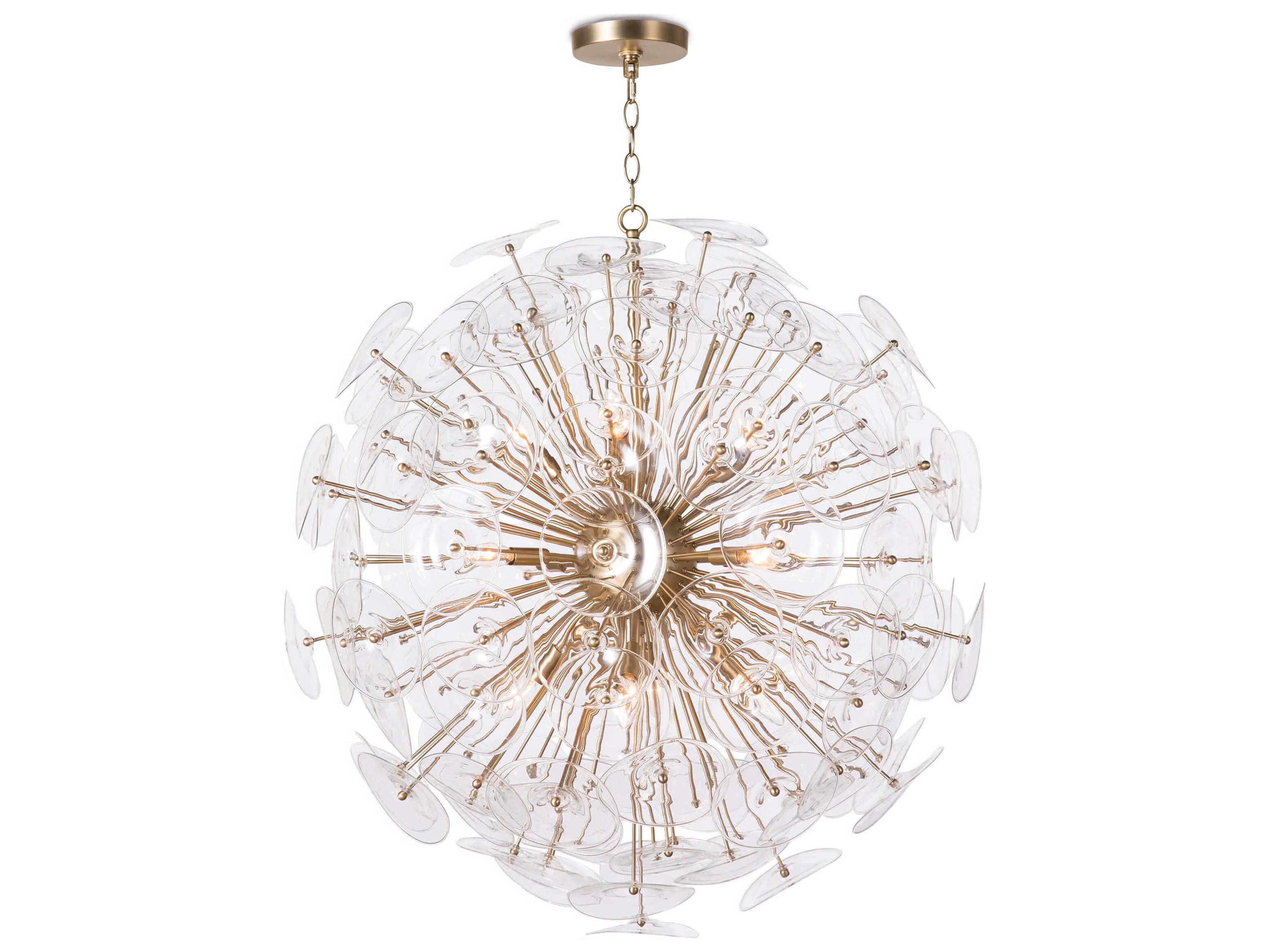 Regina Andrew Poppy 12-Light Natural Brass Glass Geometric Linear Pendant