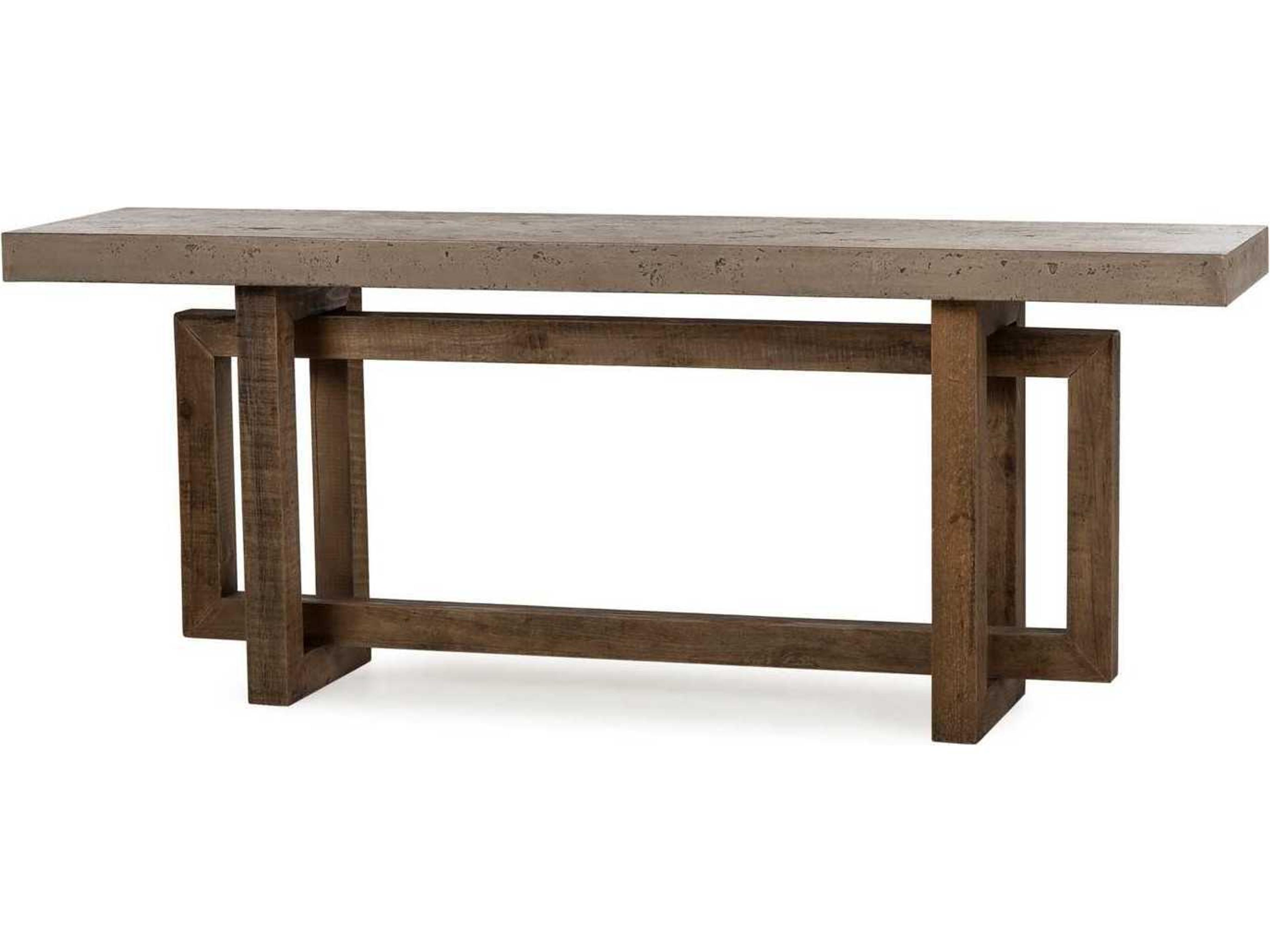 Cube Rectangular Concrete With Natural Console Table
