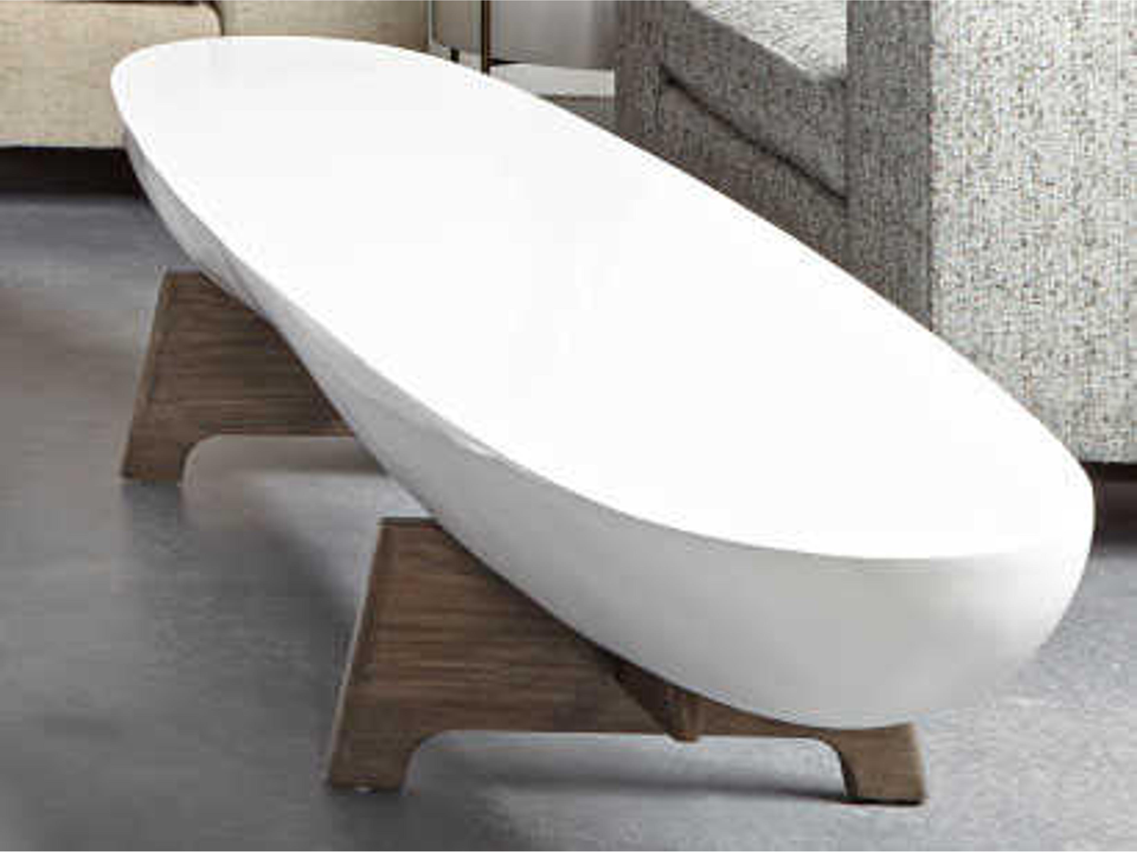 Sonder Living Danica Oval Wood White Acrylic Coffee Table