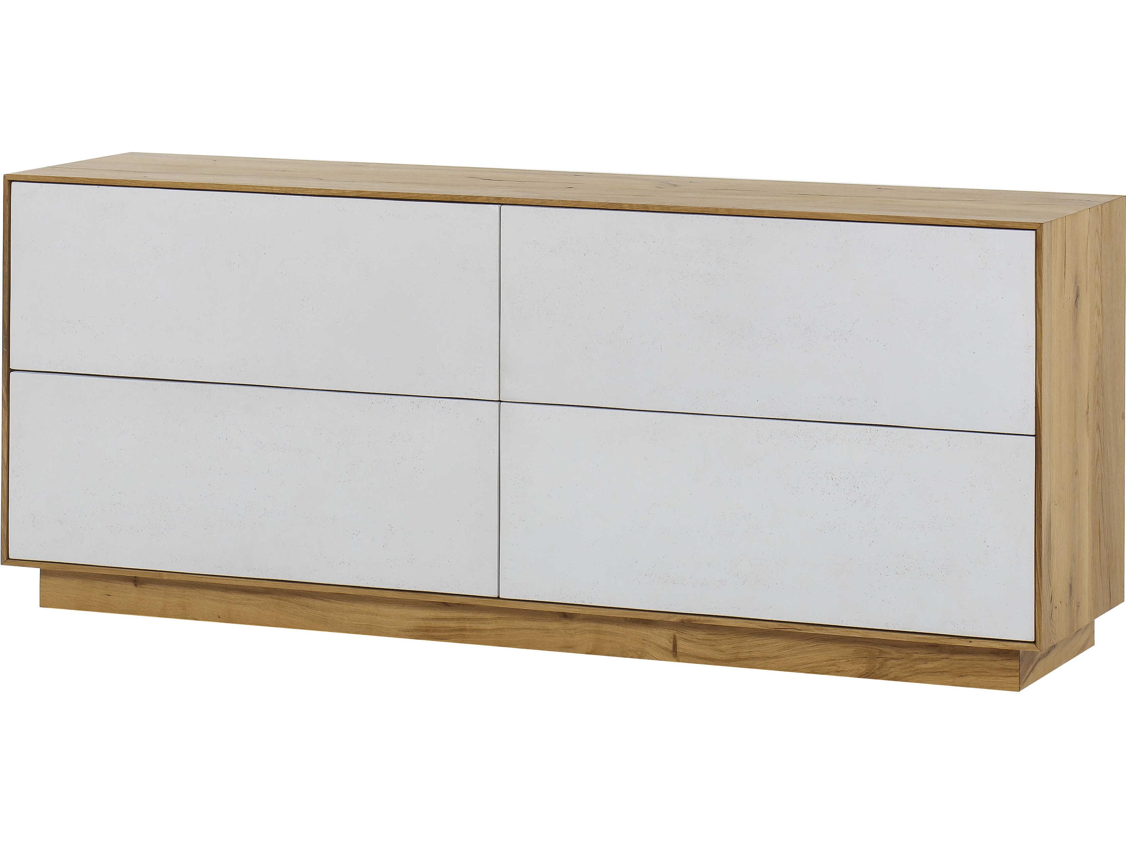 Sands 4-Drawers White Oak Wood Double Dresser