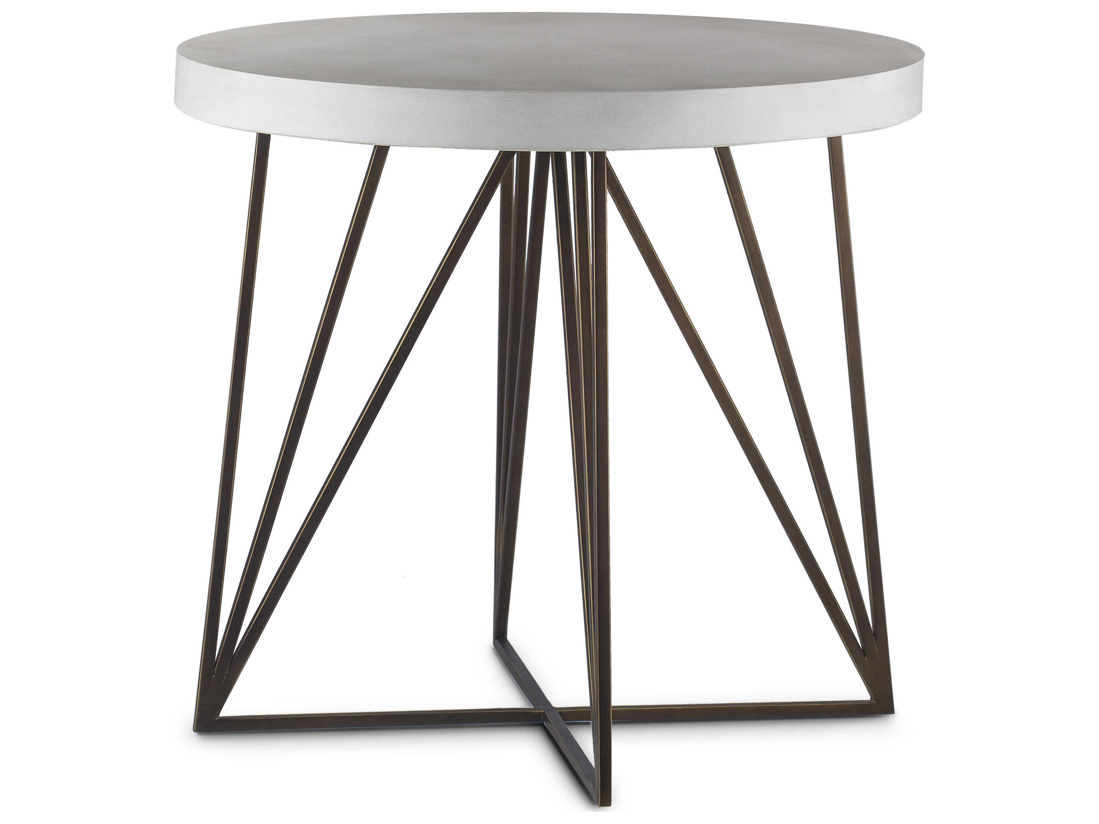 Sonder Living Round Wood Brown Ivory End Table