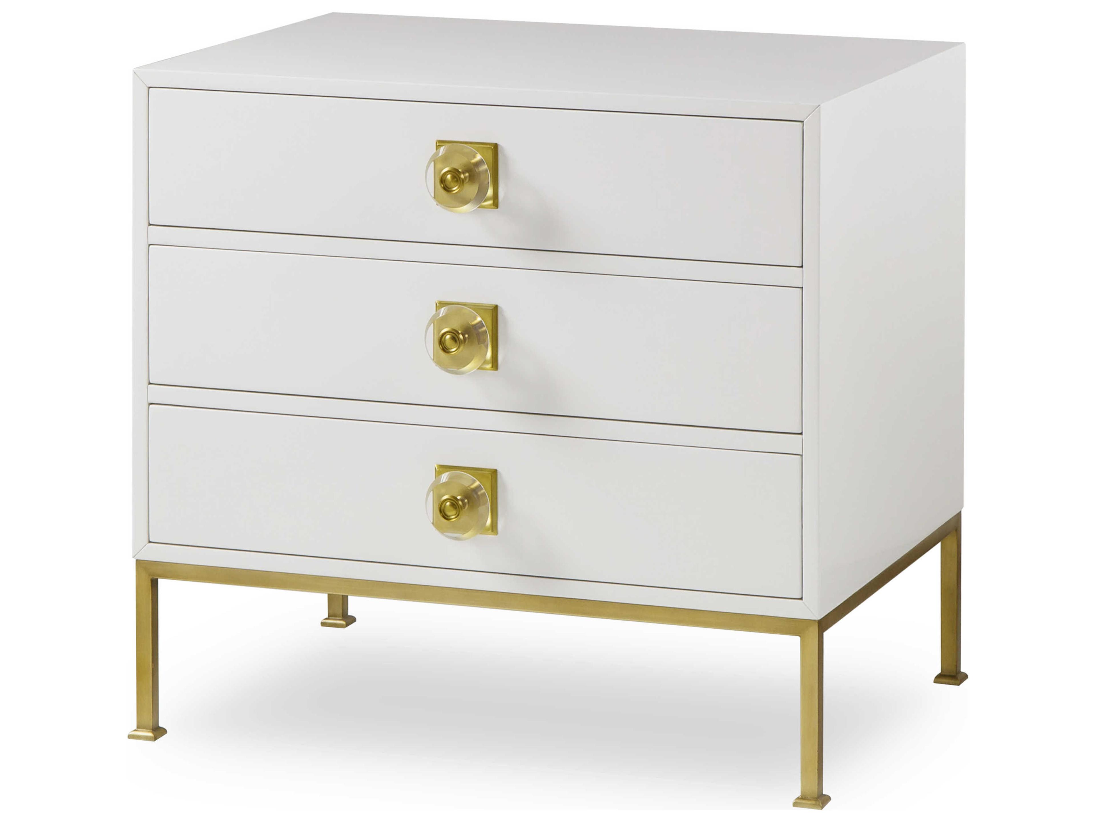 Formal 3-Drawers White Poplar Wood Chest Nightstand