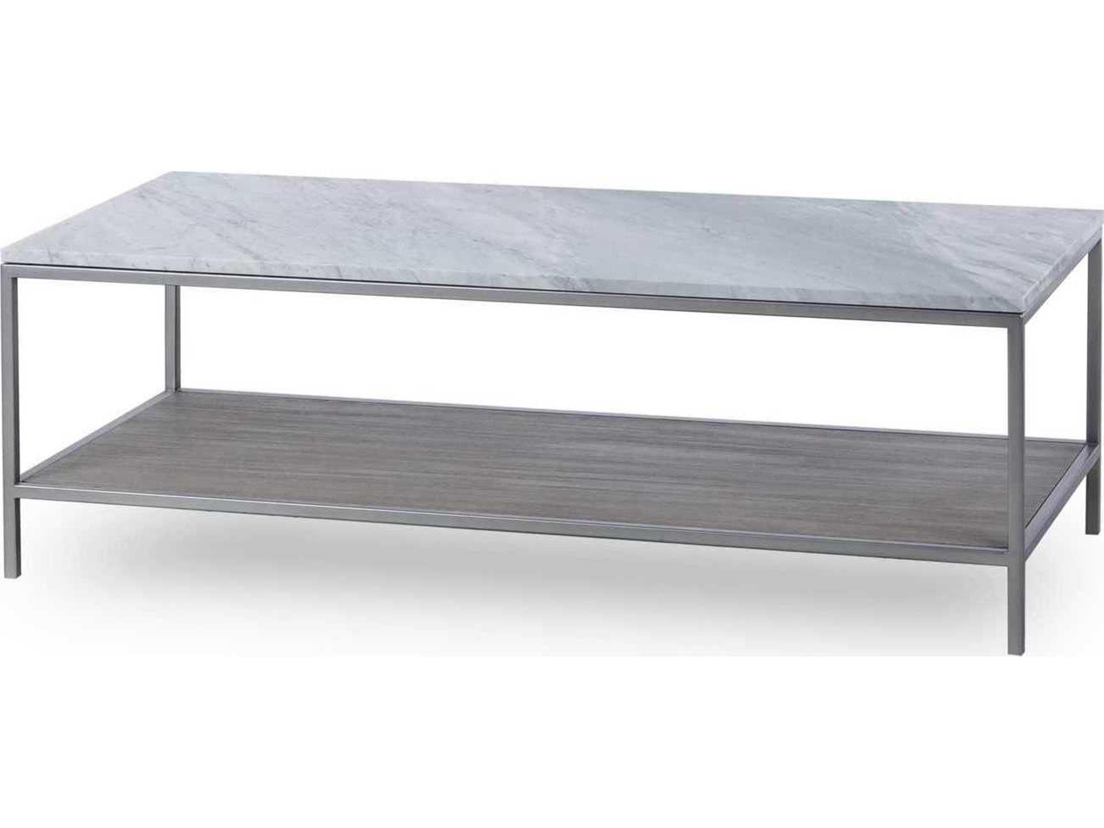 Paxton Rectangular Marble Silver Oak With Brushed Nickel Coffee Table