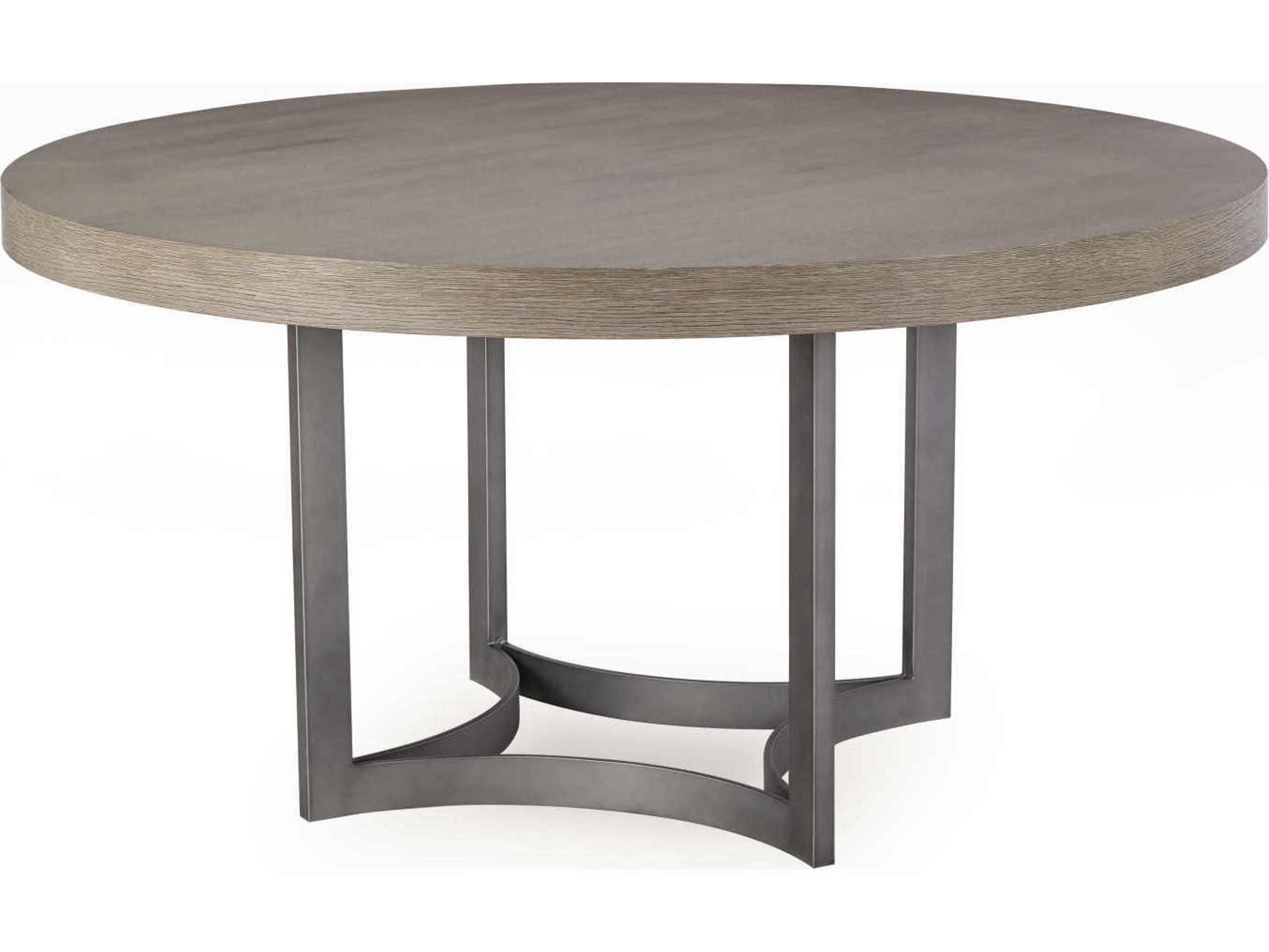Paxton Round Wood Silver Oak With Brushed Nickel Dining Table