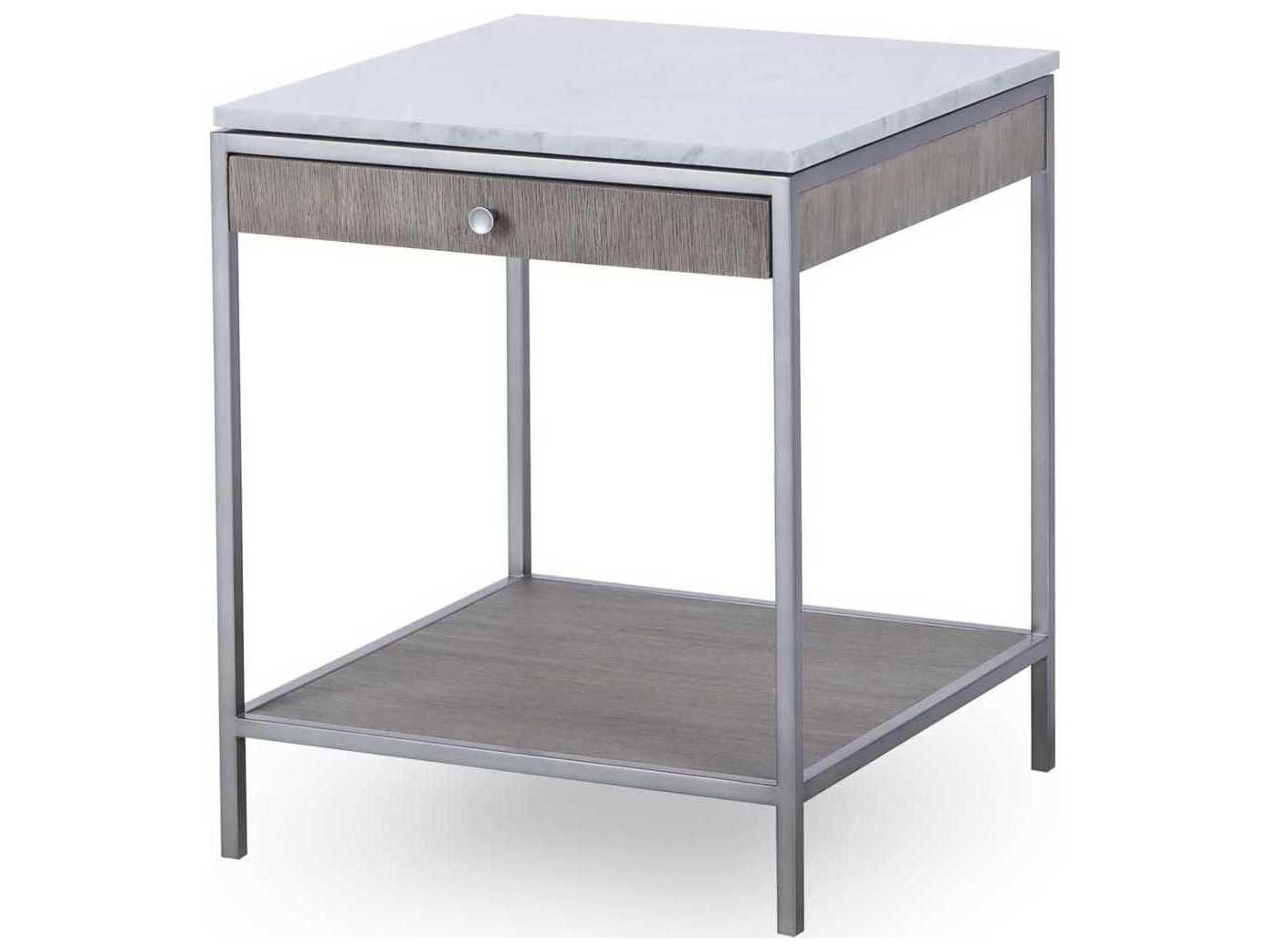 Paxton Square Marble Silver Oak With Brushed Nickel End Table