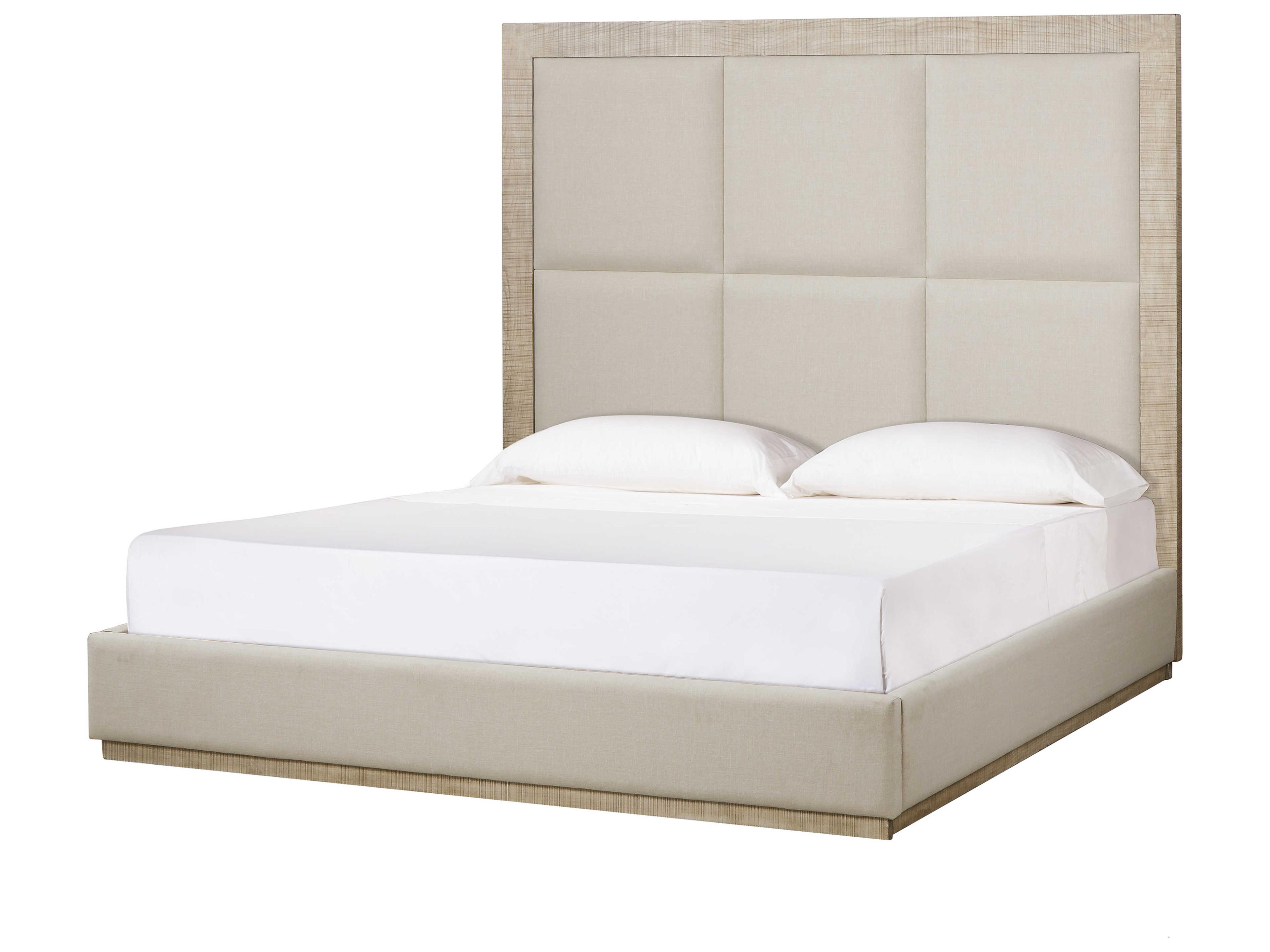 Beige Ash Wood Queen Platform Bed