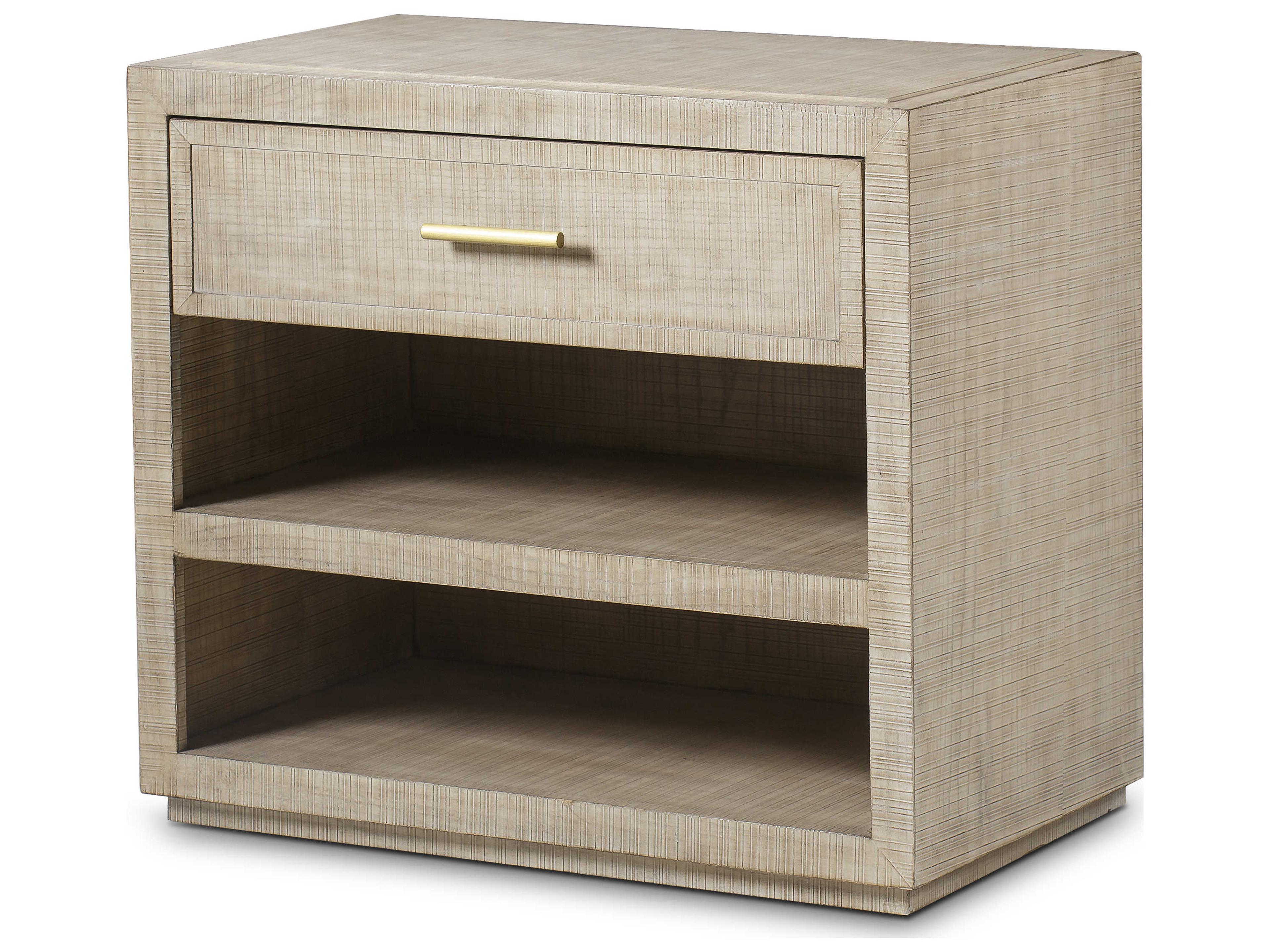 1-Drawer Ash Wood Nightstand in Natural and Gold