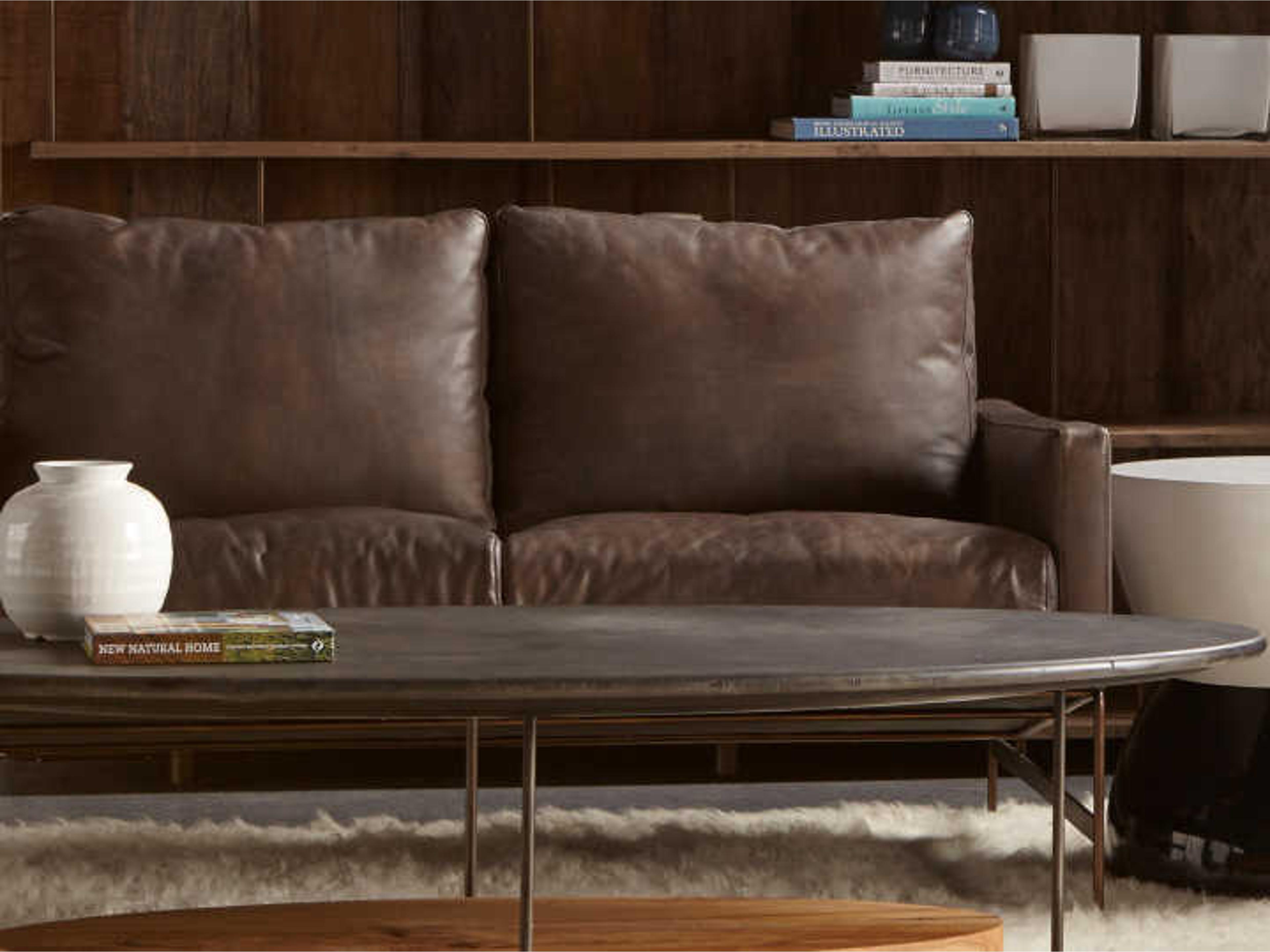 Sonder Living Vanessa Destroyed Black Leather Brown Upholstered Loveseat