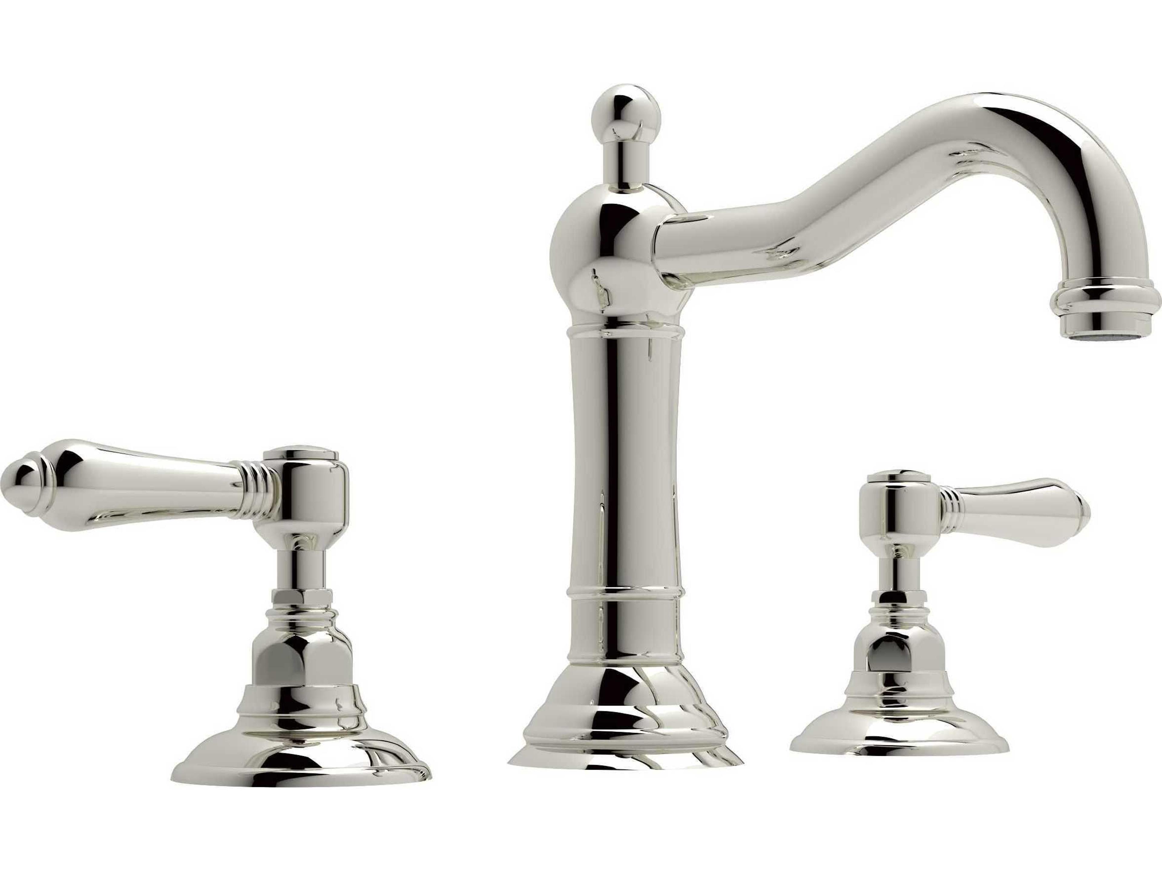 Acqui Polished Nickel Column Spout Widespread Lavatory Faucet with Lever Handles