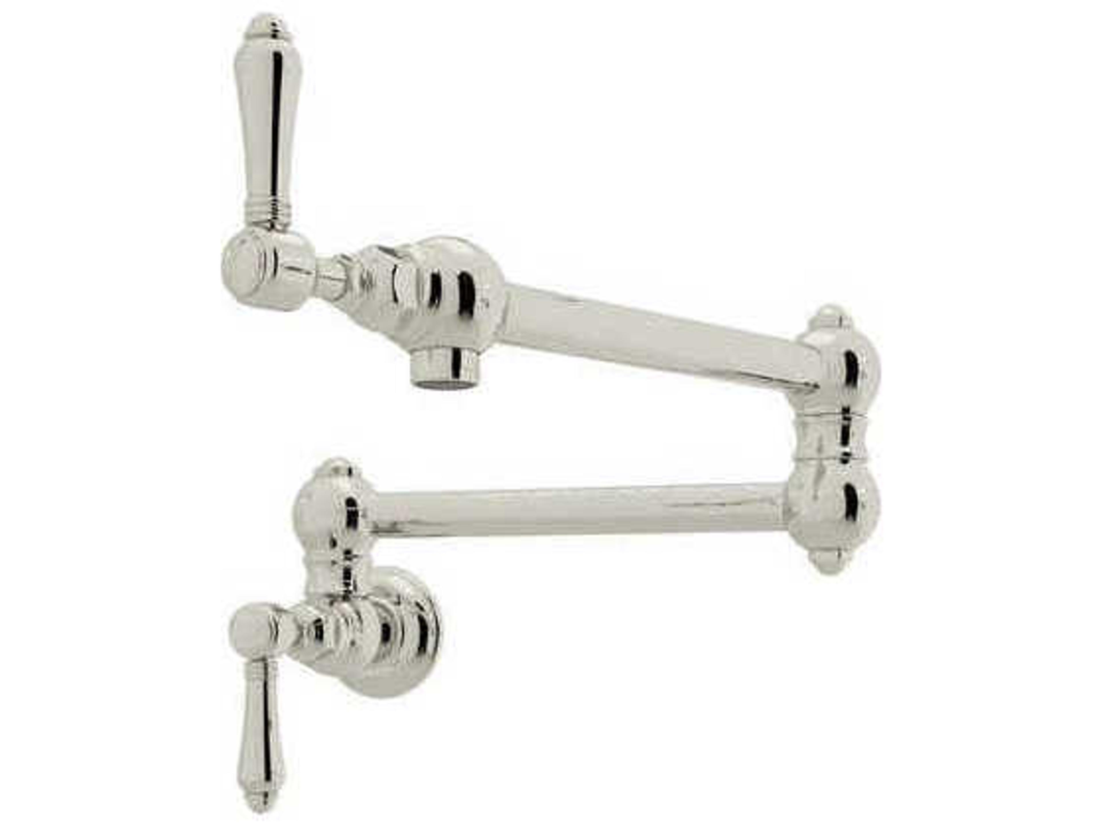 Polished Nickel Wall Mount Swing Arm Pot Filler with Lever Handles
