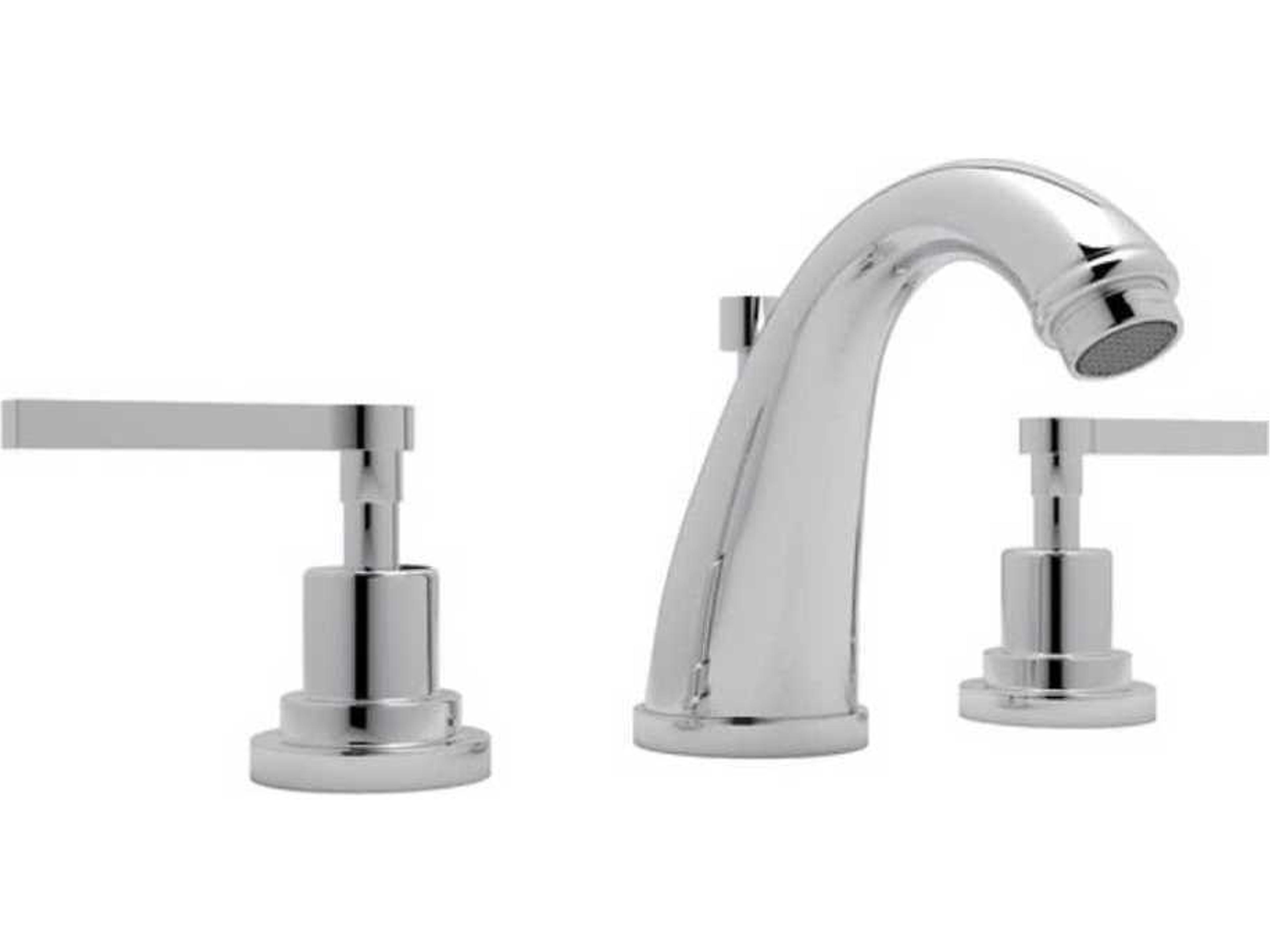 Rohl Lombardia Polished Chrome C-Spout Widespread Lavatory Faucet with Lever Handles