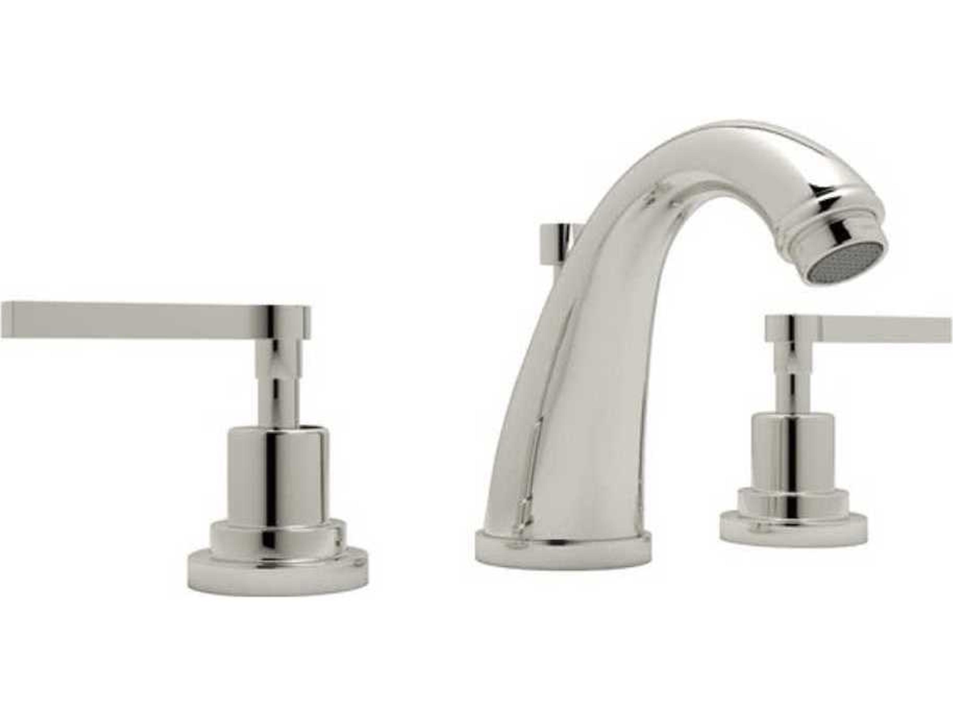 Lombardia Polished Chrome C-Spout Widespread Lavatory Faucet with Lever Handles