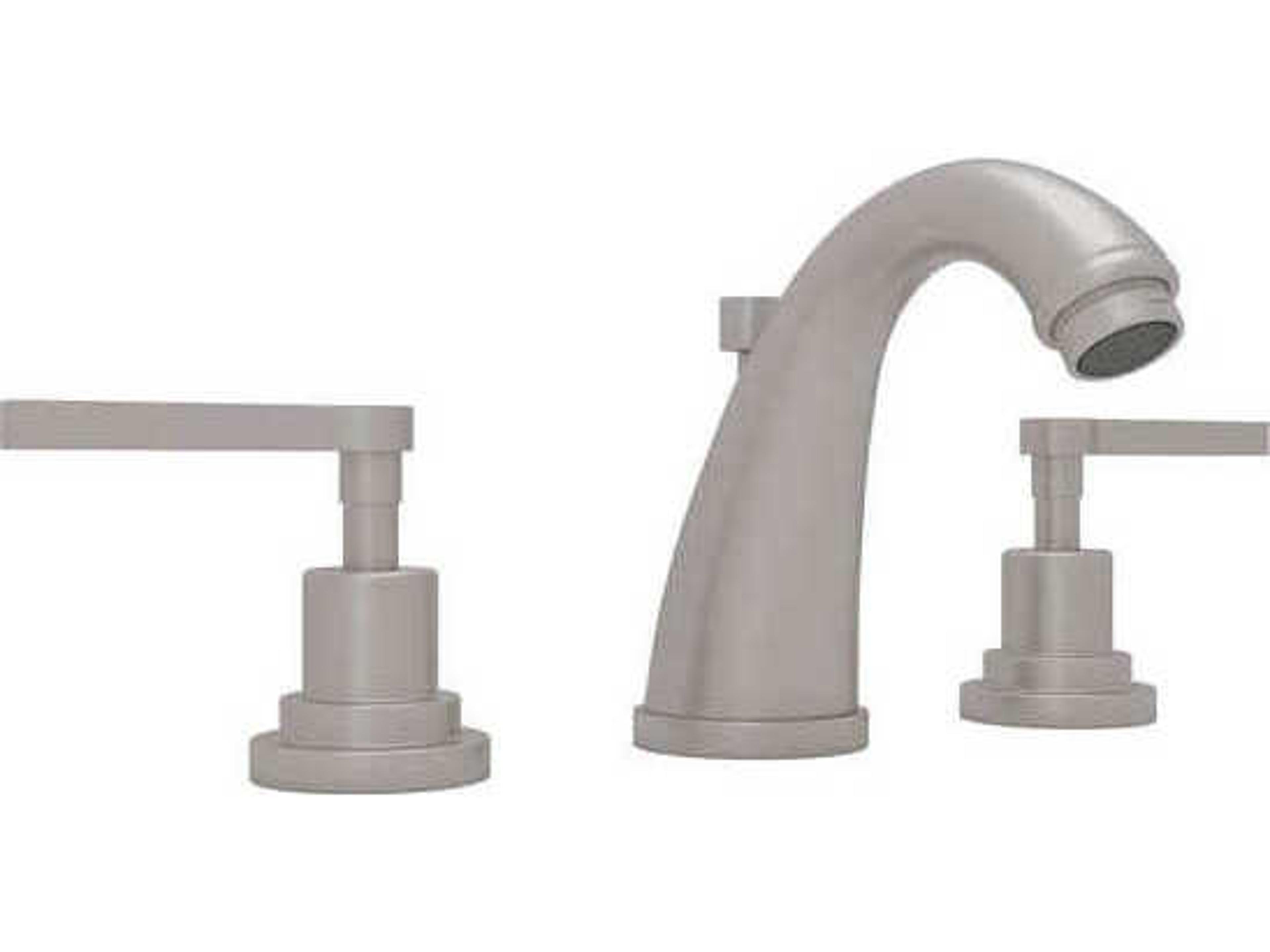 Lombardia Satin Nickel C-Spout Widespread Lavatory Faucet with Lever Handles