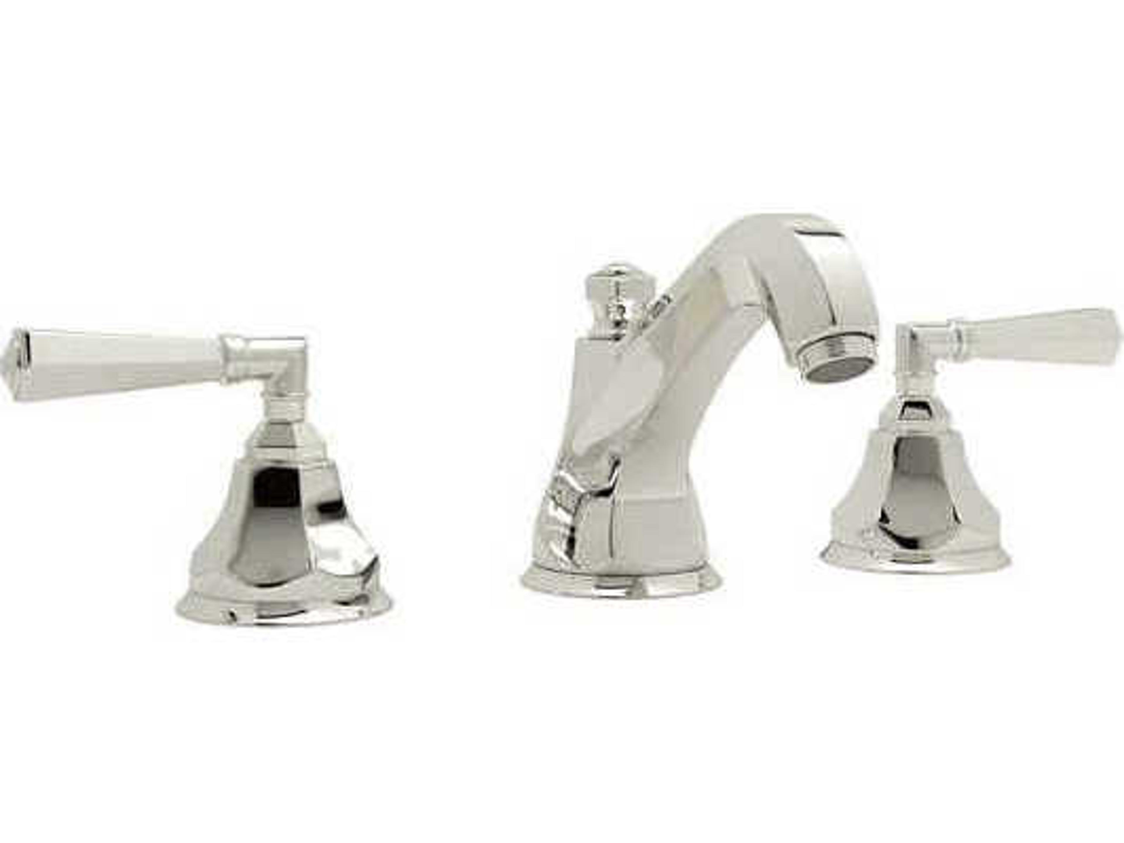 Palladian Polished Nickel High Neck Widespread Lavatory Faucet with Lever Handles