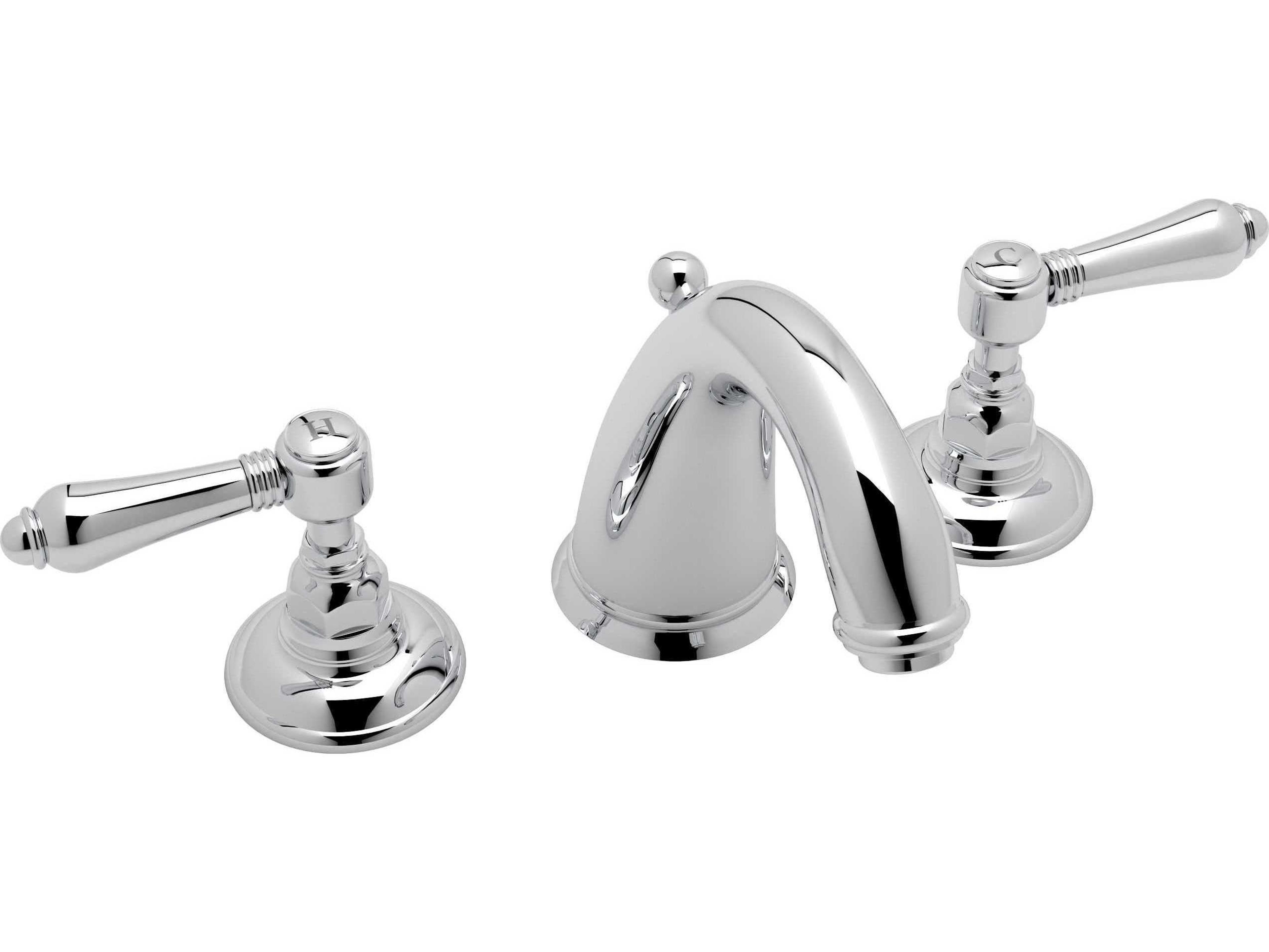San Julio Polished Chrome C-Spout Widespread Lavatory Faucet with Lever Handles