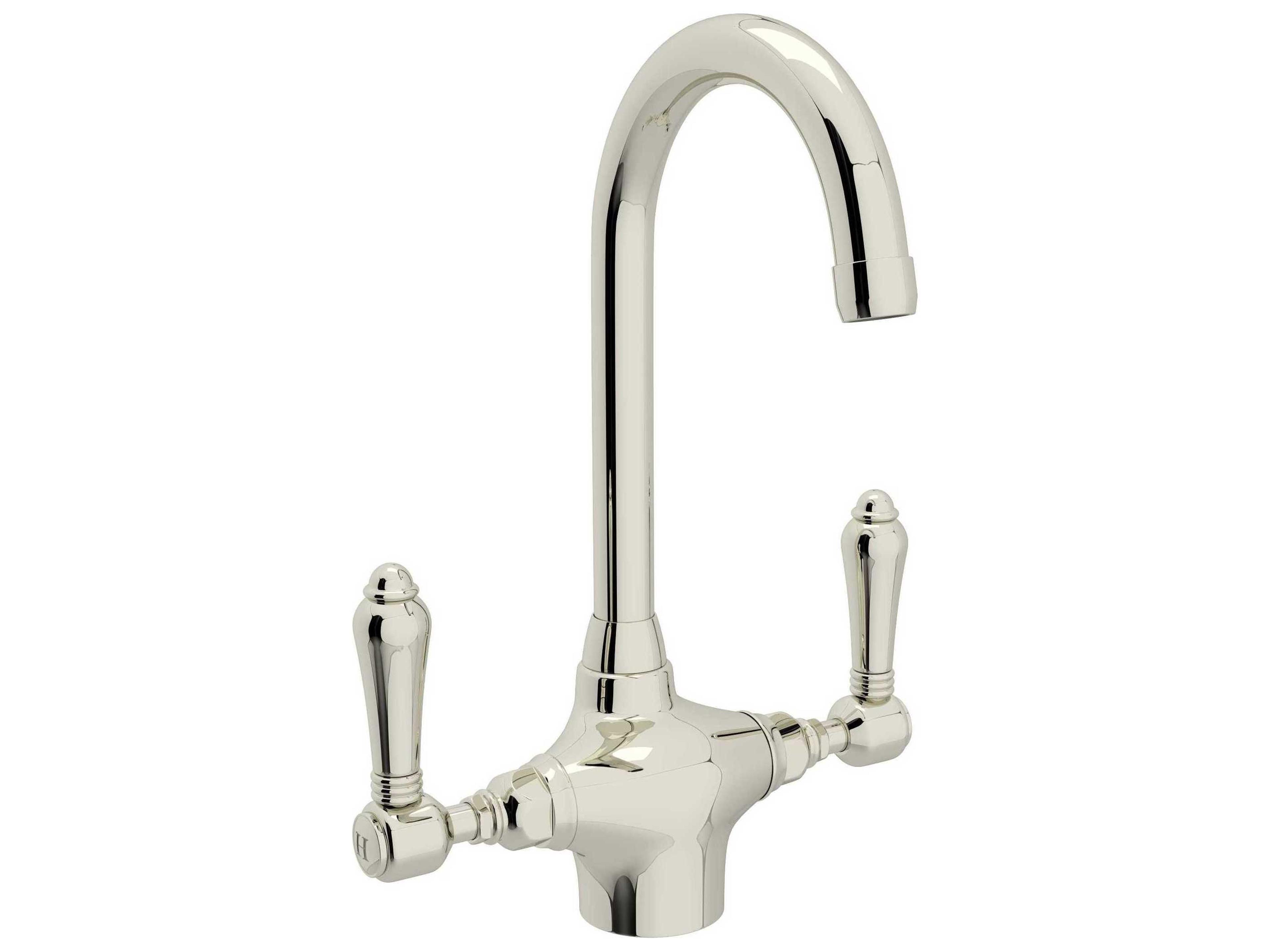 Rohl San Julio Polished Nickel C-Spout Bar / Food Prep Faucet with Lever Handles