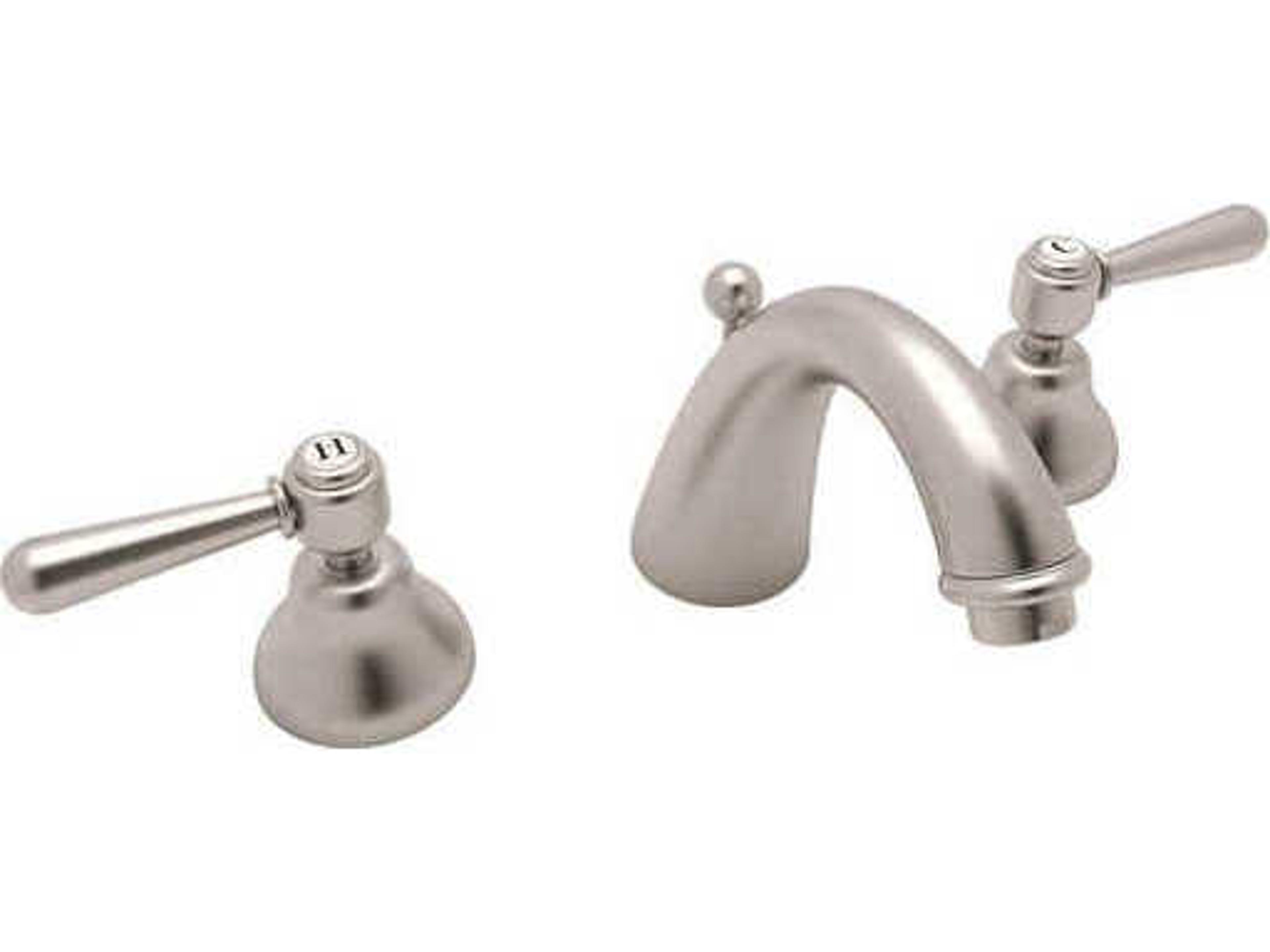 Verona Satin Nickel C-Spout Widespread Lavatory Faucet with Lever Handles