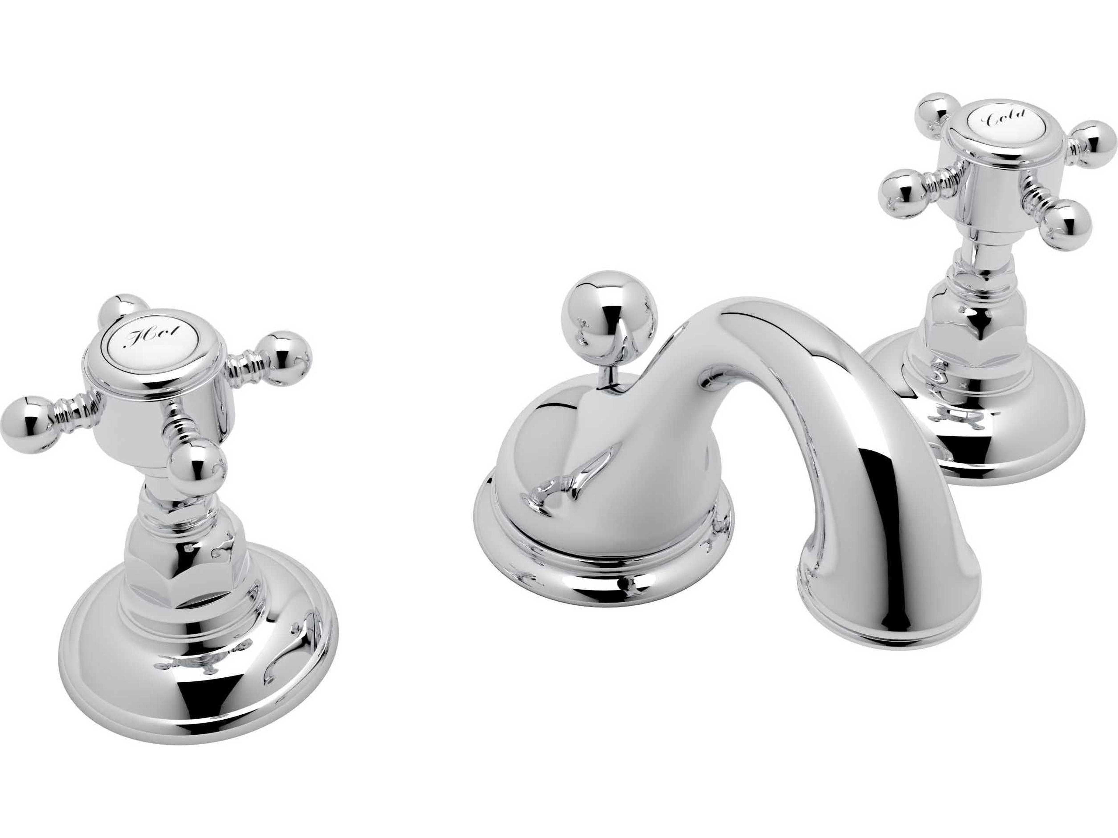 Viaggio Polished Chrome C-Spout Widespread Lavatory Faucet with Cross Handles