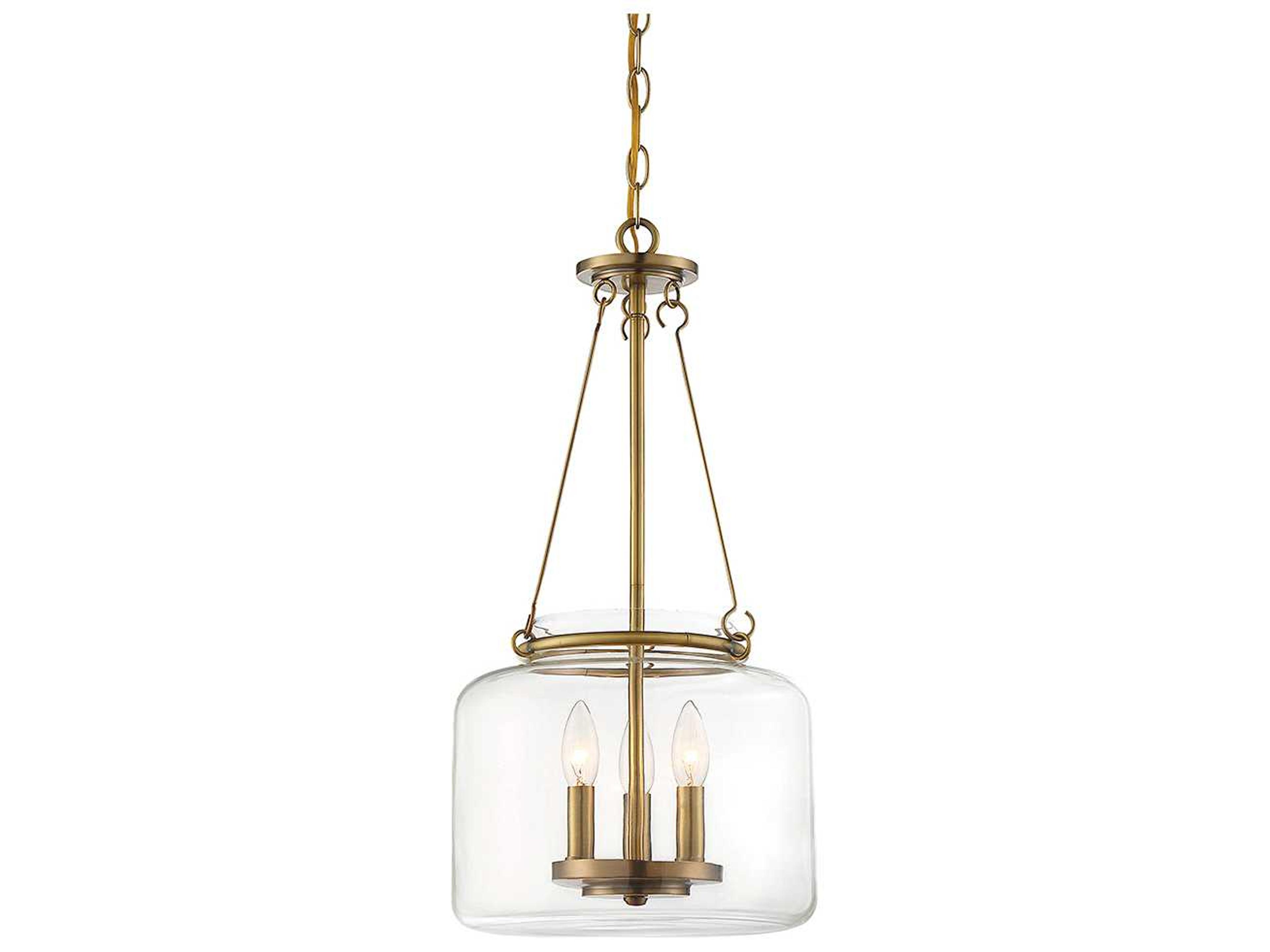 Akron 3-Light Warm Brass Glass Pendant
