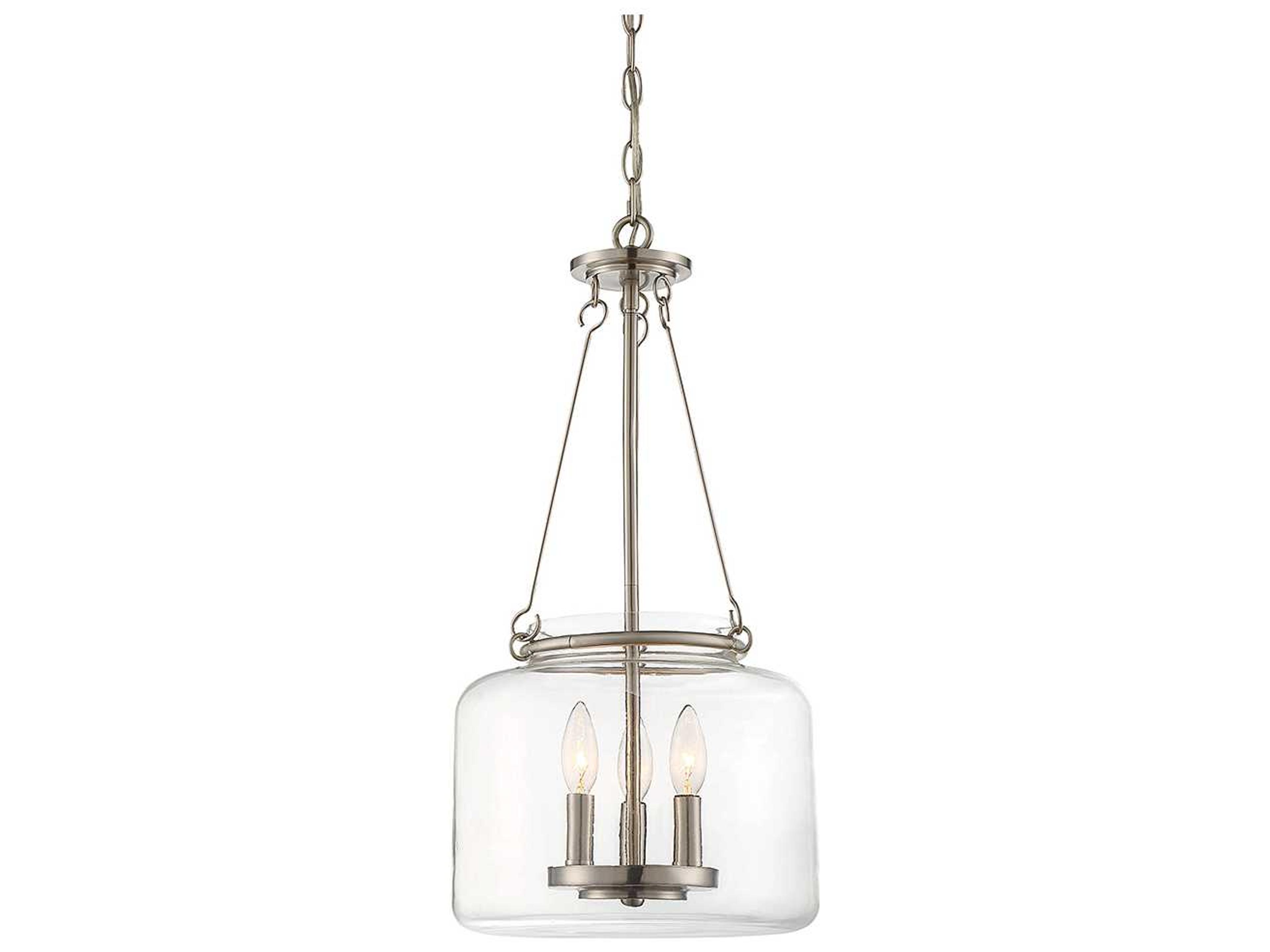 Akron 3-Light Satin Nickel Glass Pendant