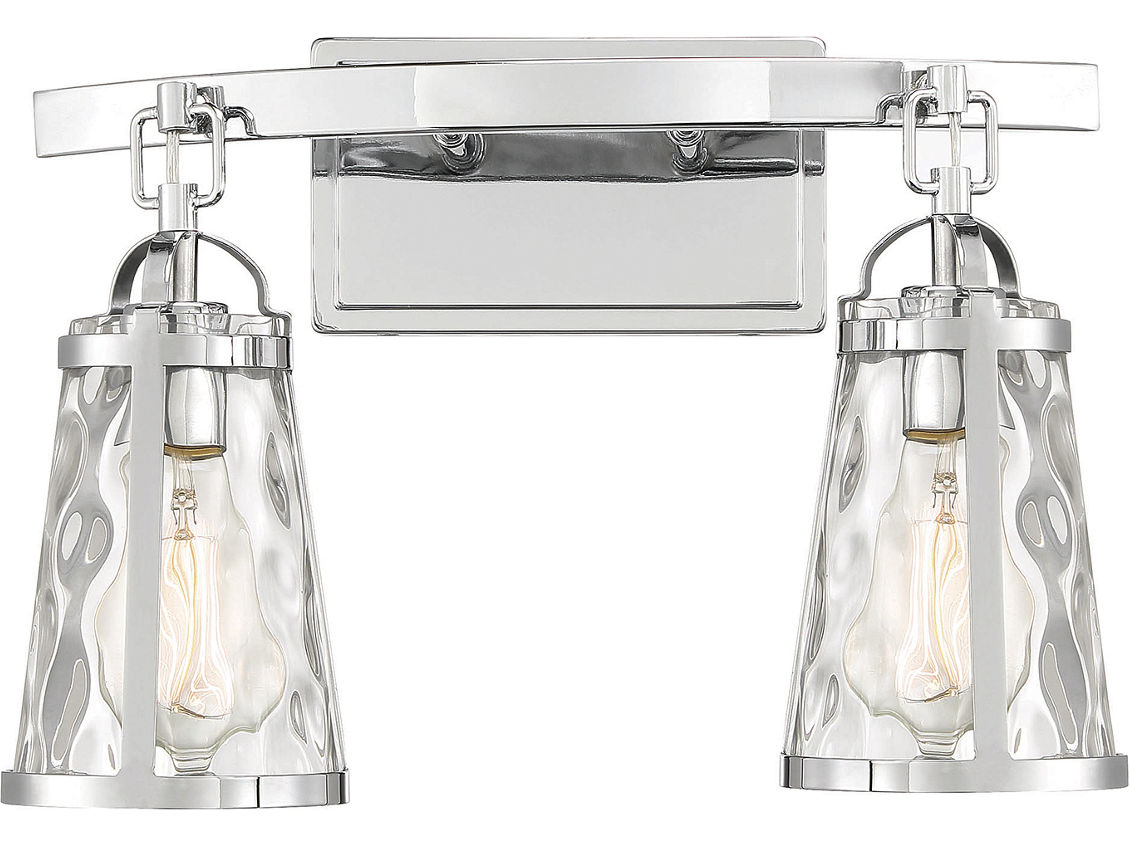 Albany 2-Light Polished Chrome Glass Vanity Light