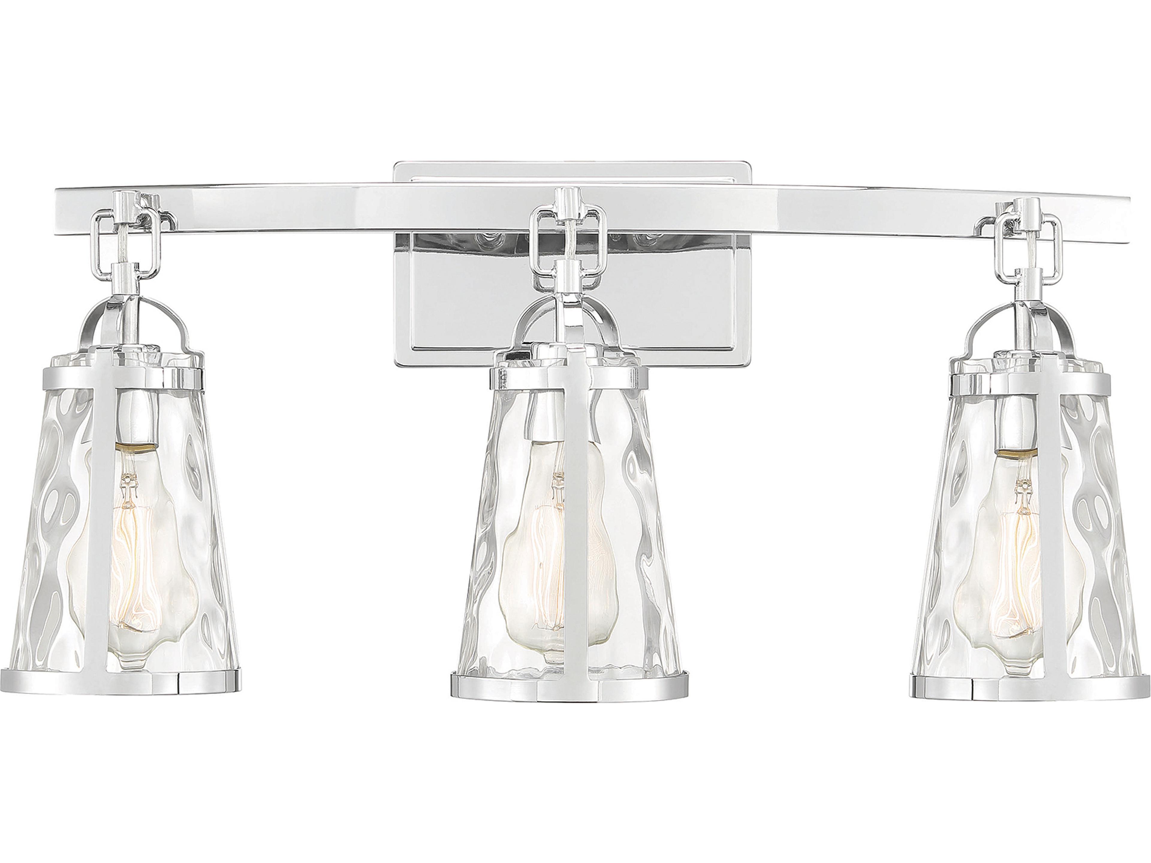 Albany 3-Light Polished Chrome Glass Vanity Light