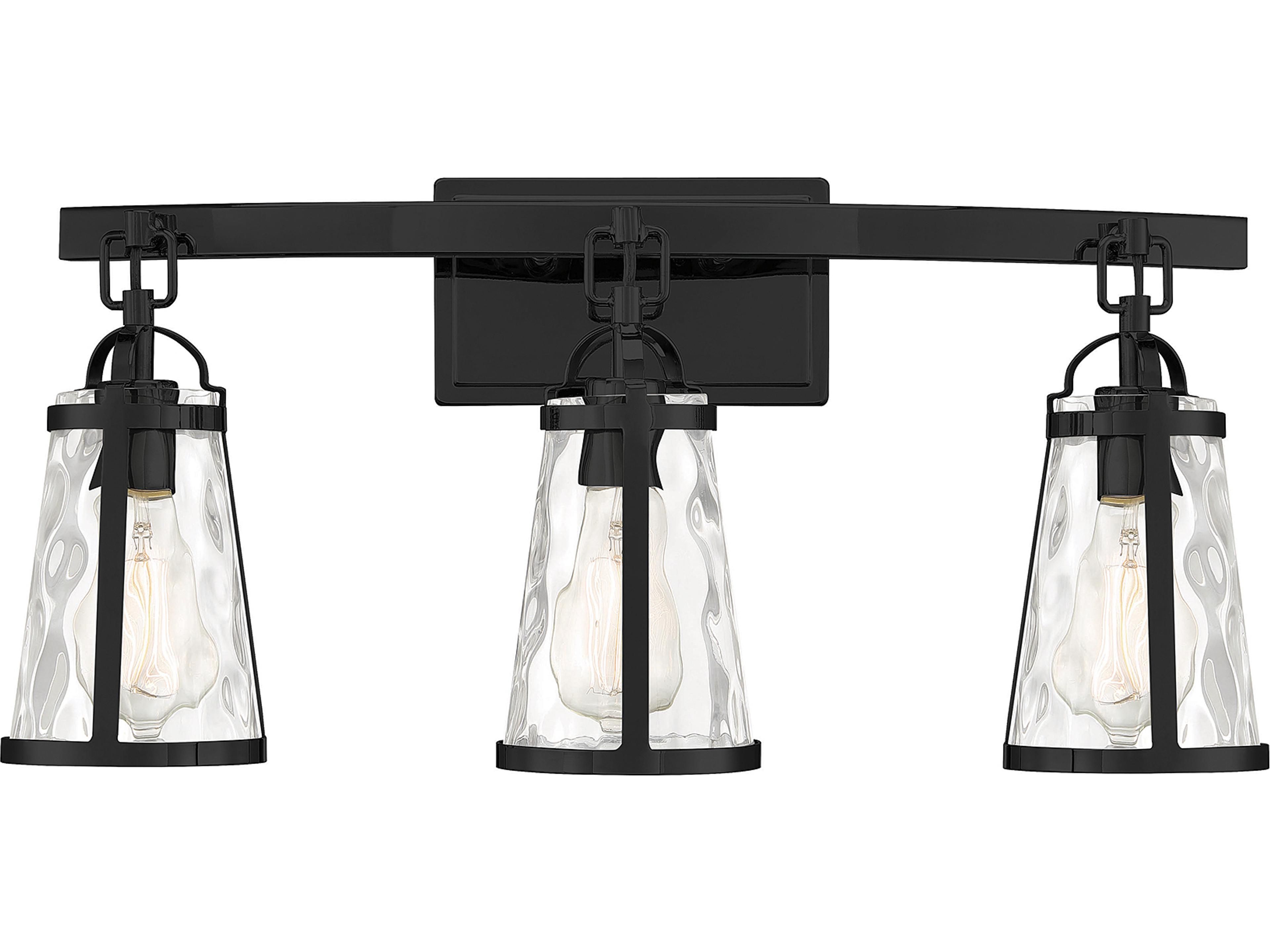 Albany 3-Light Black Glass Vanity Light