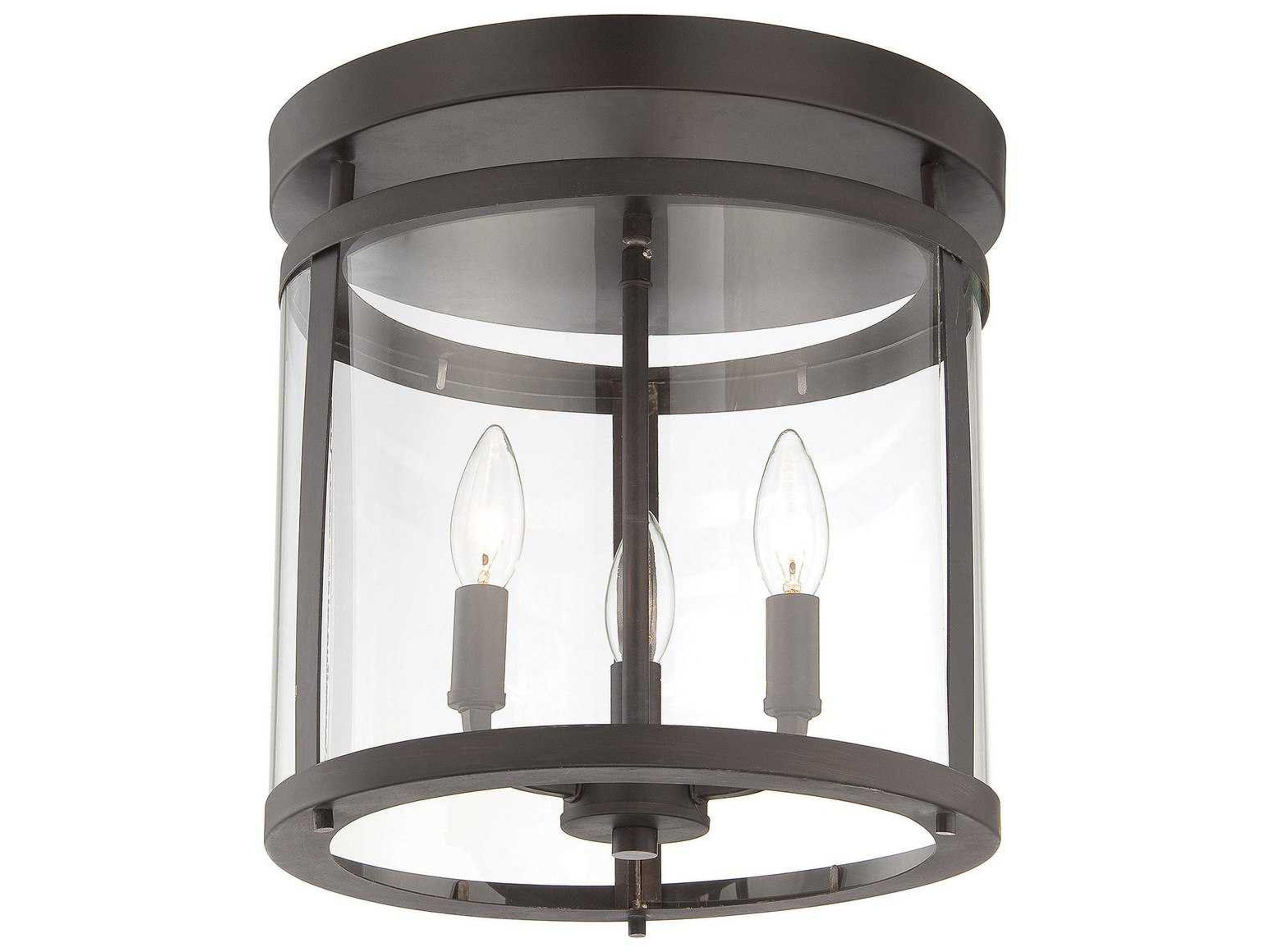 Penrose 3-Light English Bronze Glass Semi Flush Mount