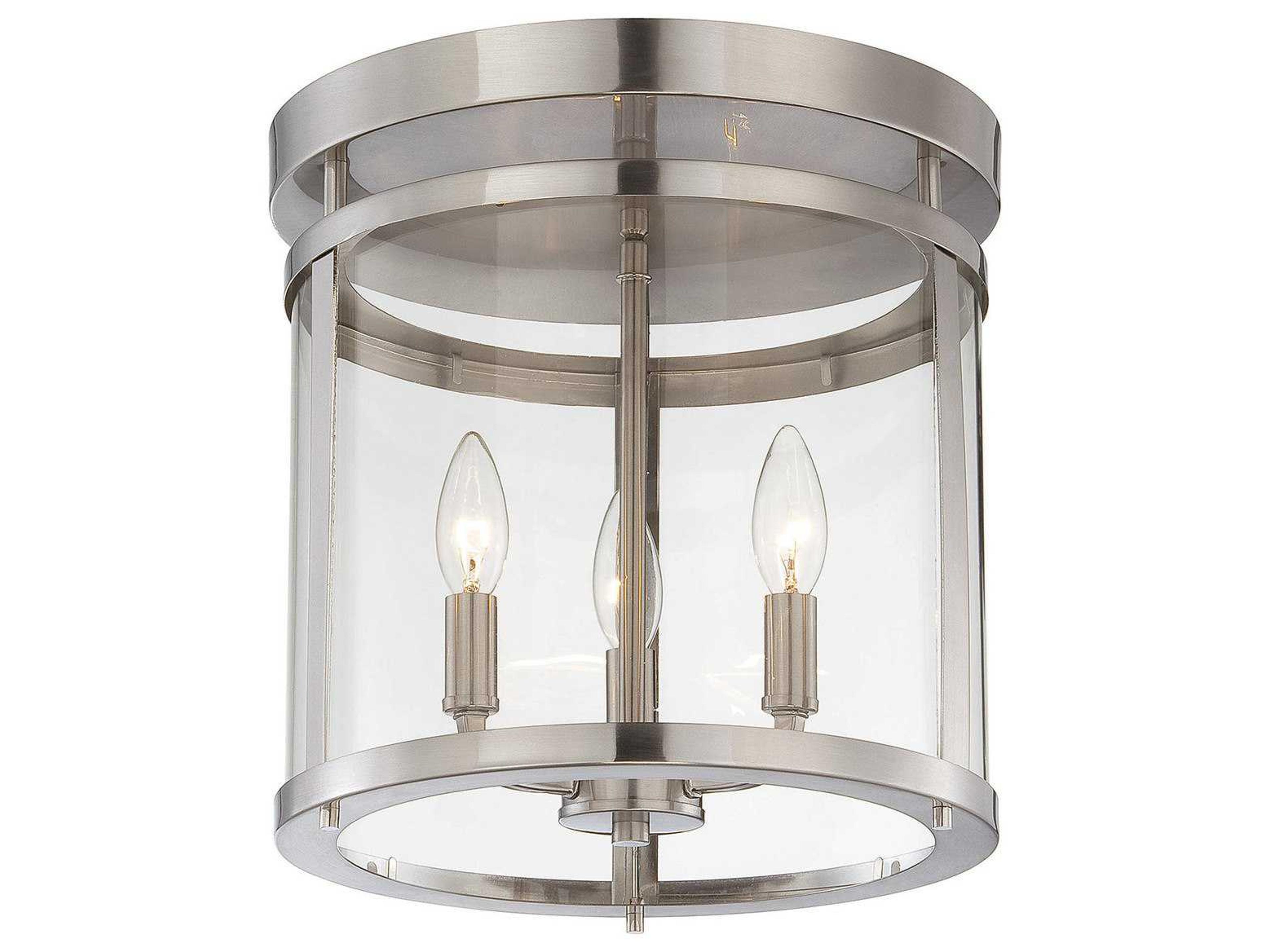 Penrose 3-Light Satin Nickel Glass Semi Flush Mount