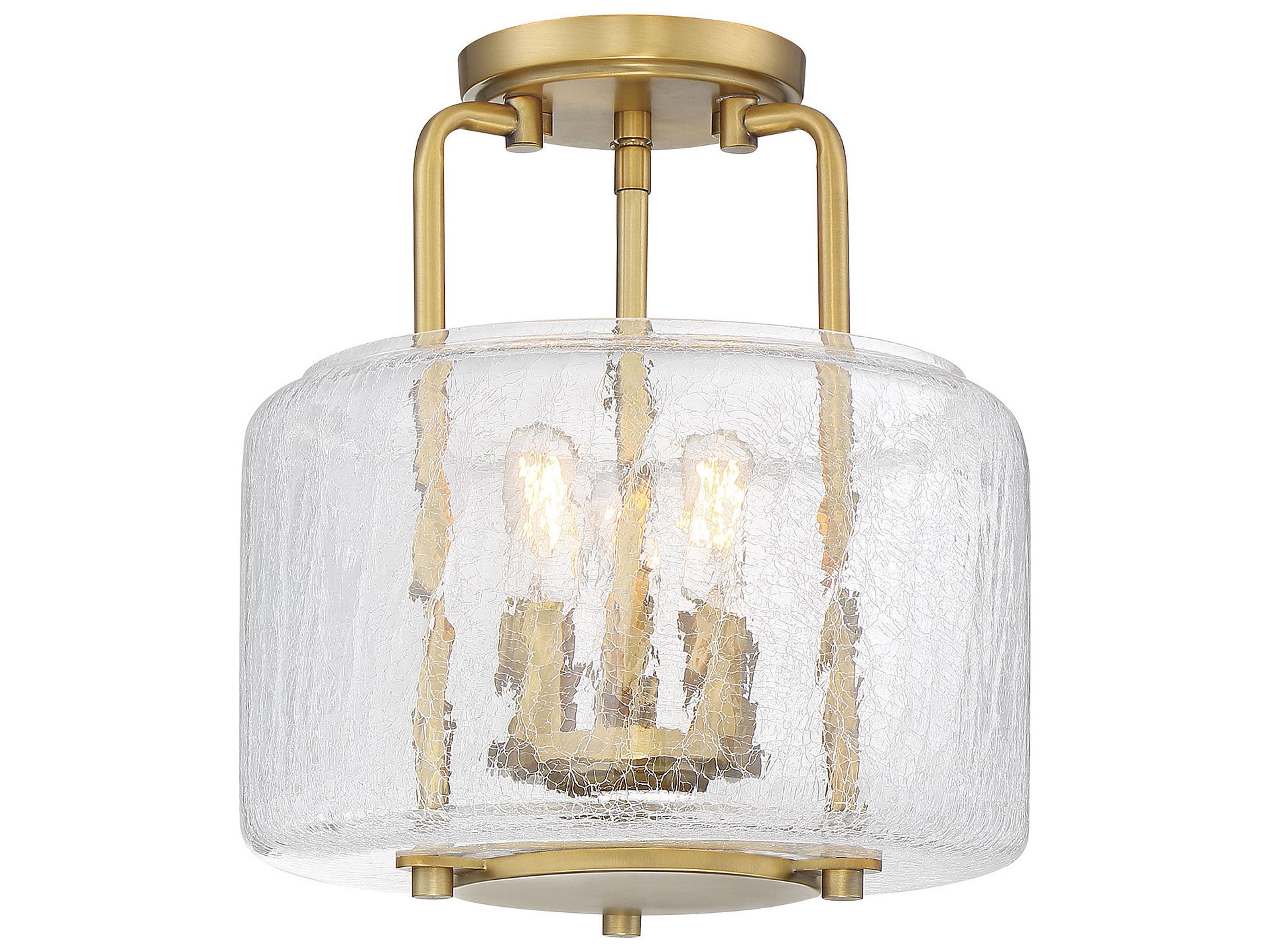 Avalon 3-Light Warm Brass Glass Semi Flush Mount
