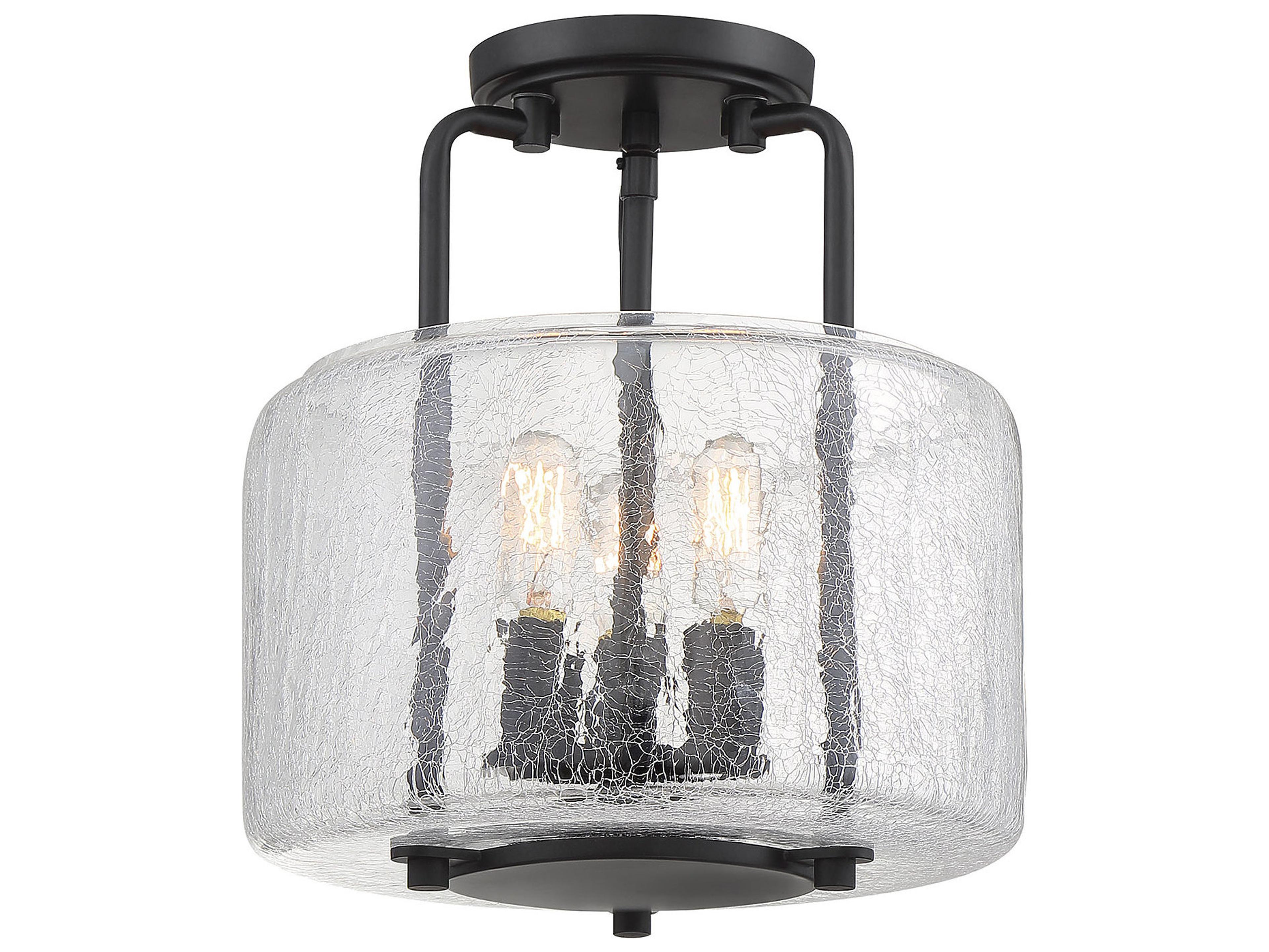 Avalon 3-Light Black Glass Semi Flush Mount