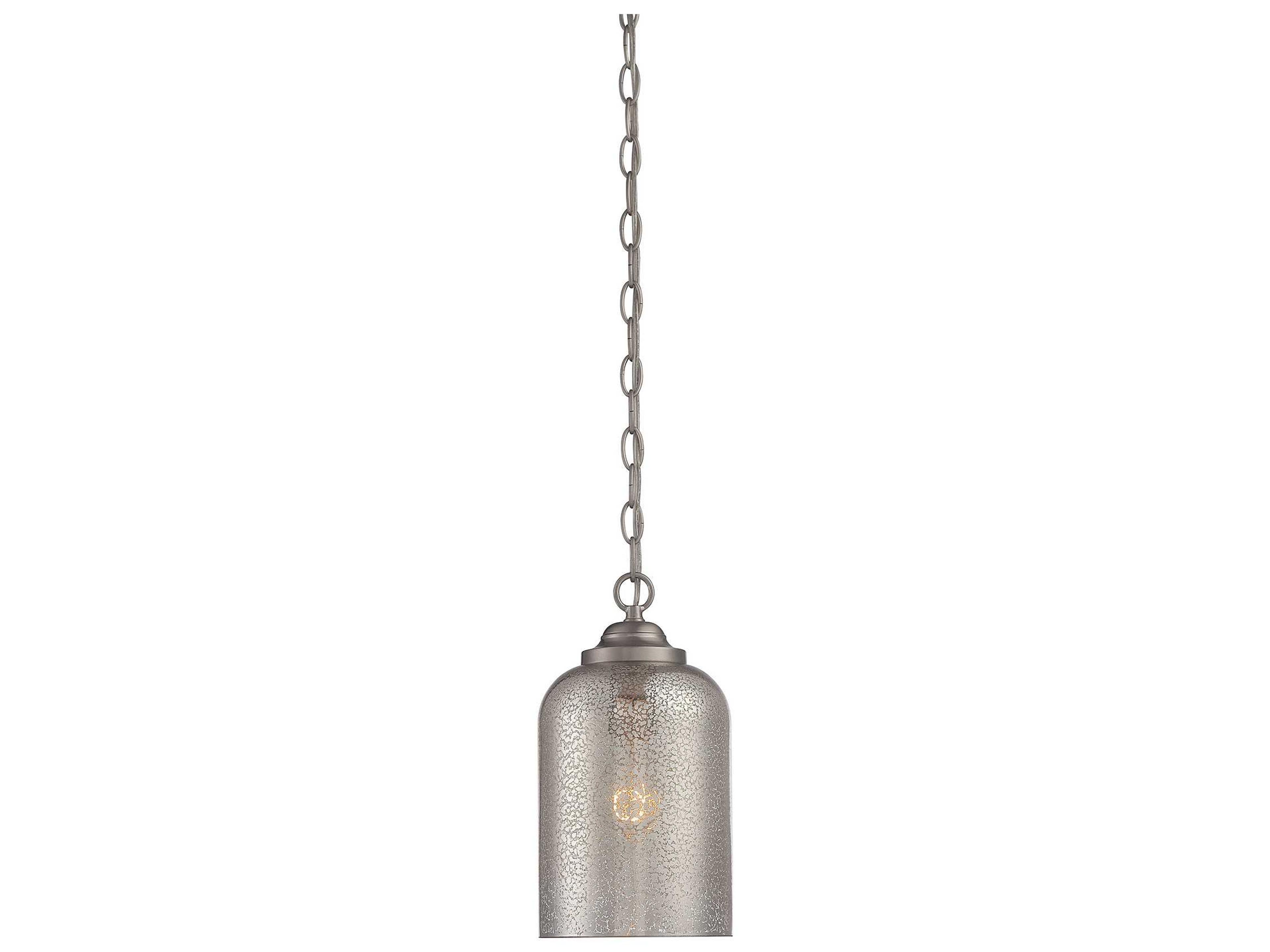 Bally 1-Light Satin Nickel Pewter Glass Mini Pendant