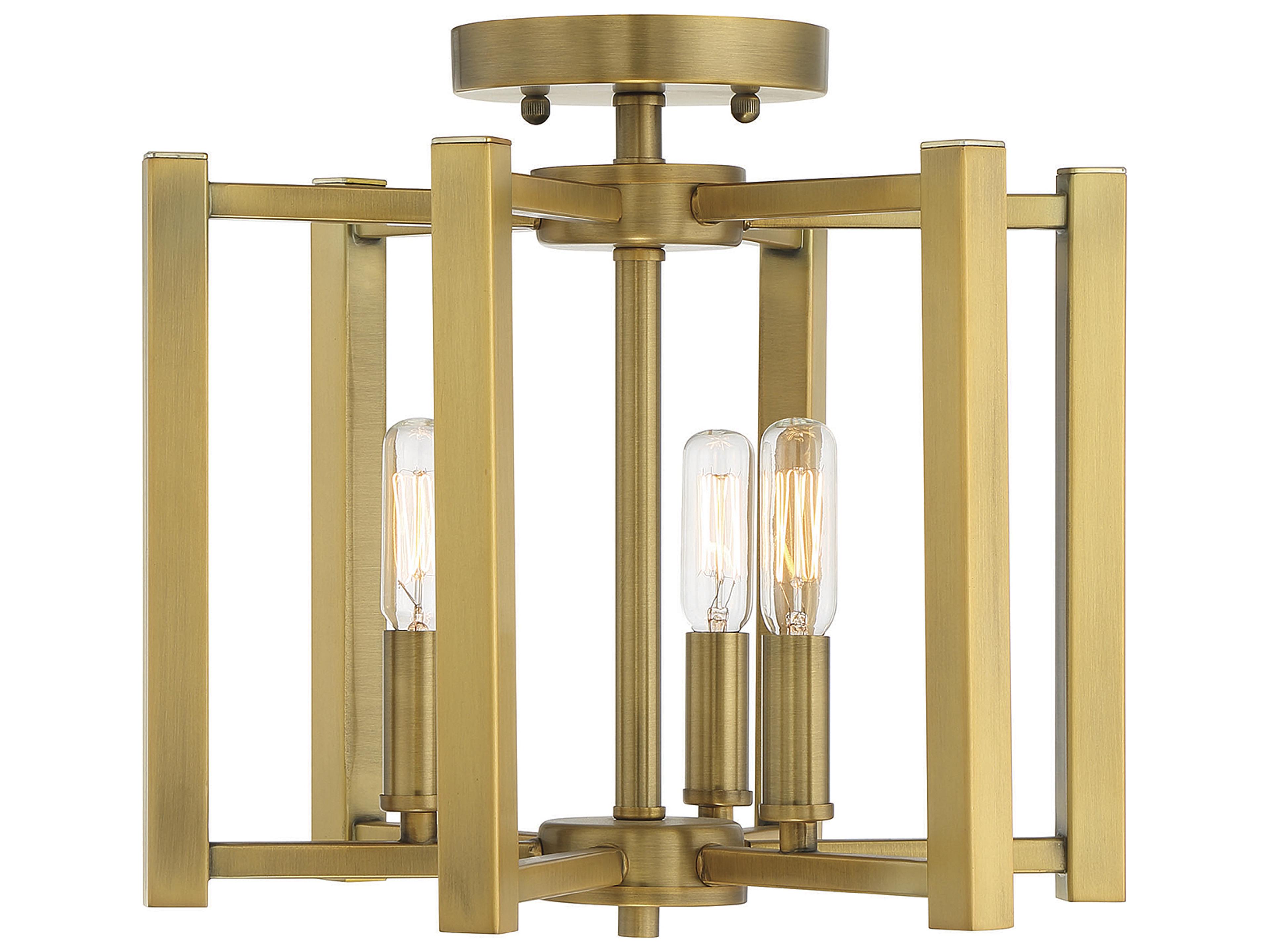 Benson 3-Light Warm Brass Semi Flush Mount