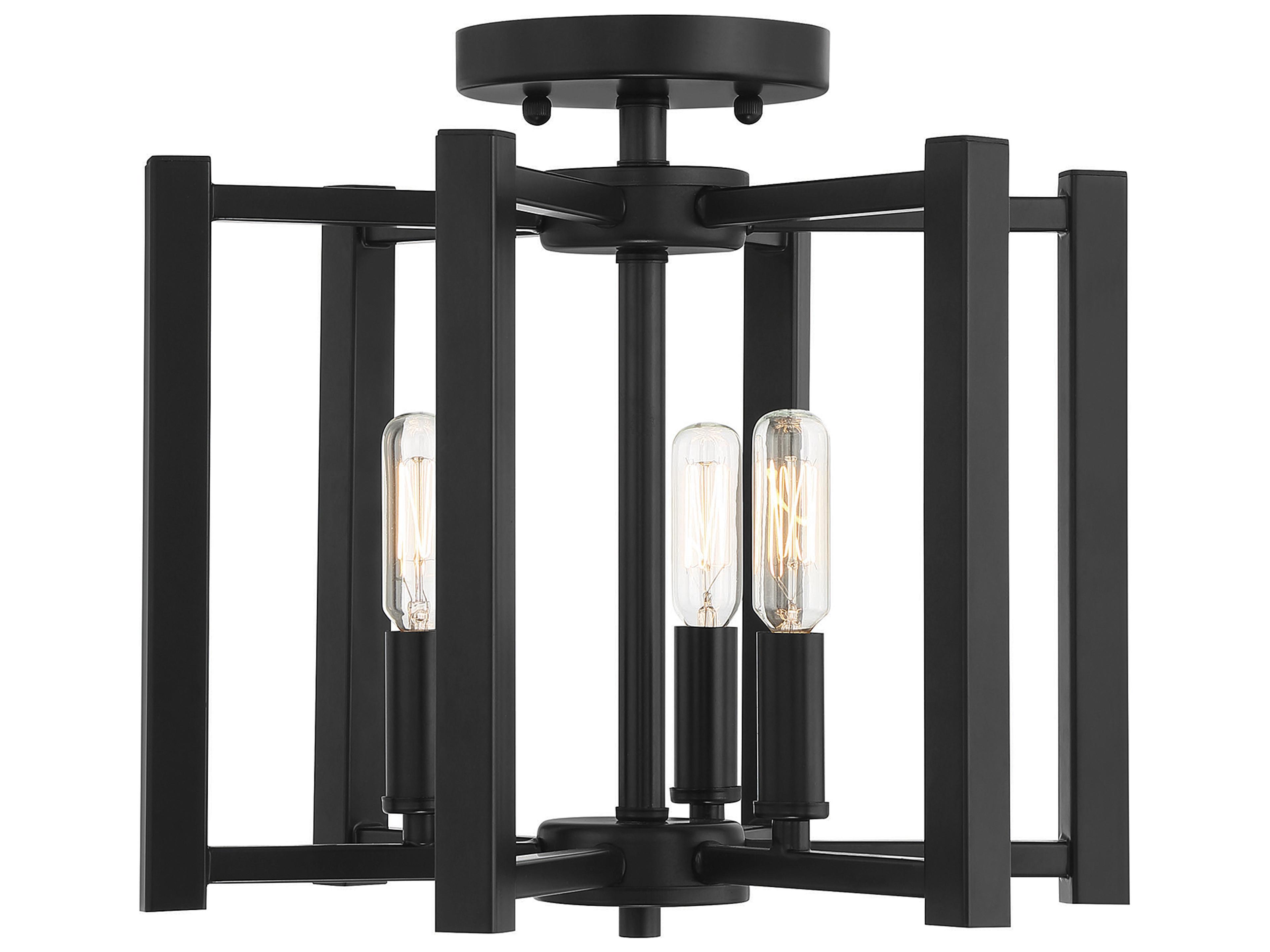 Benson 3-Light Matte Black Semi Flush Mount