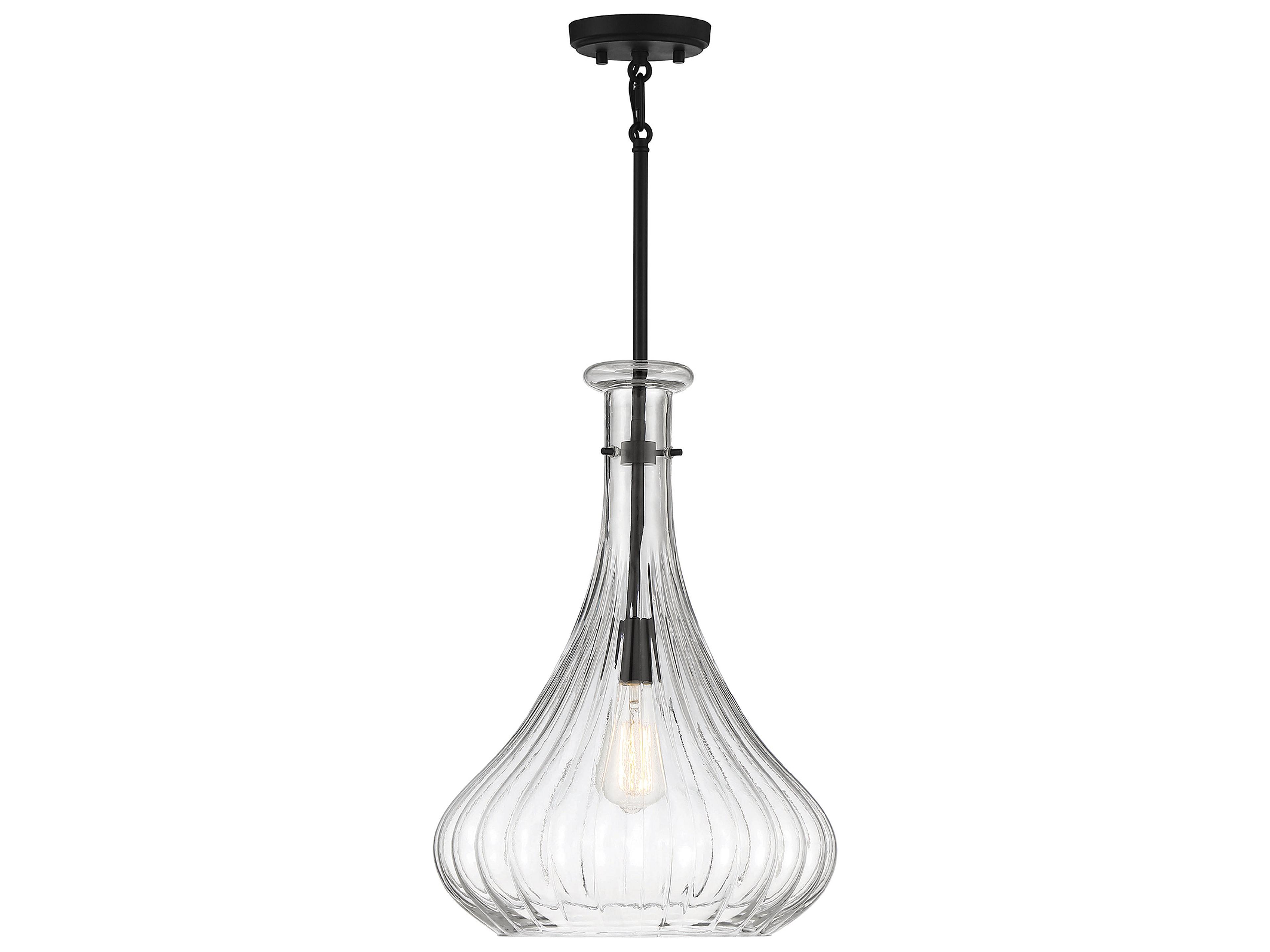 Bristo 1-Light Matte Black Glass Pendant