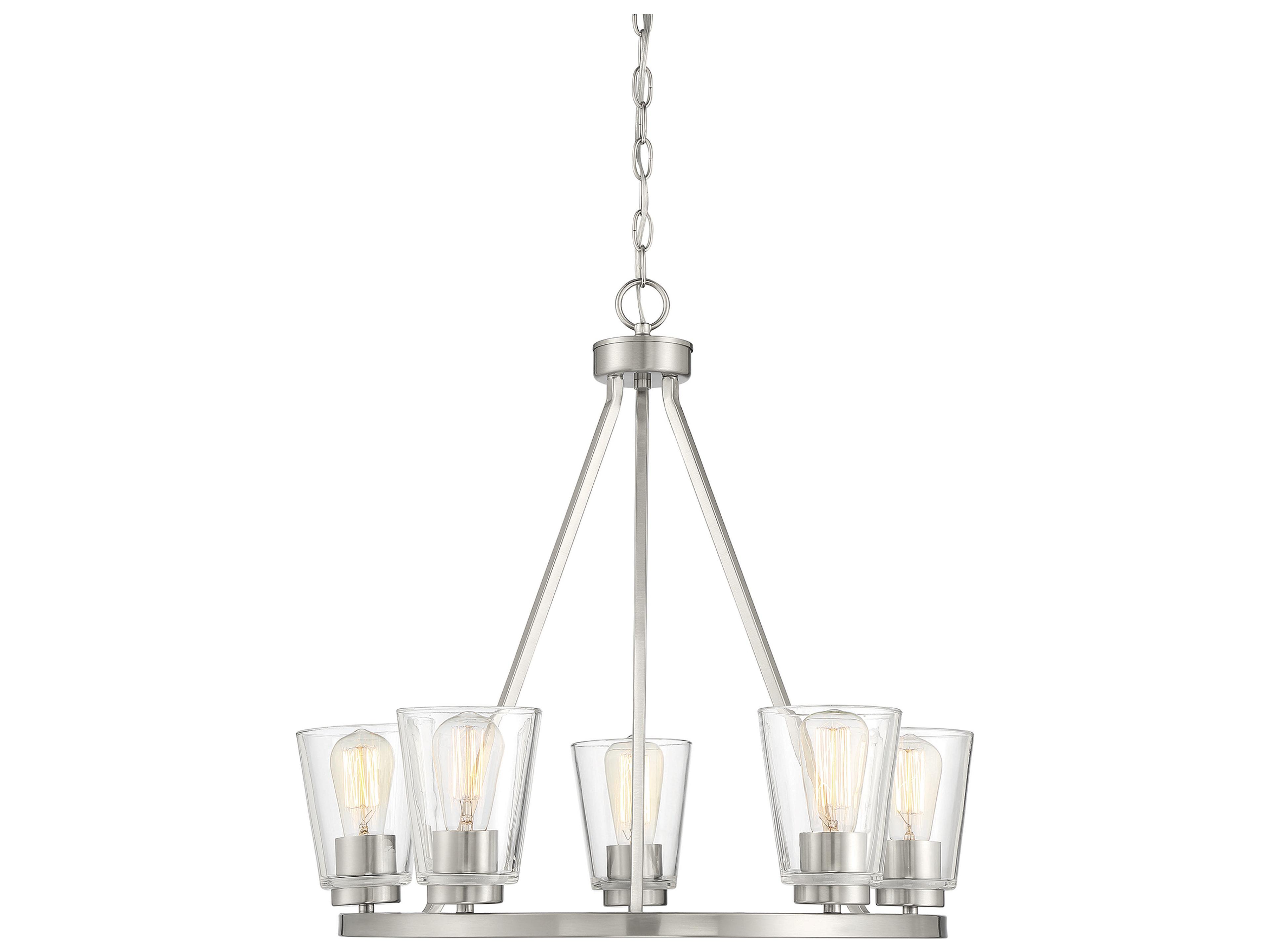 Calhoun 5-Light Satin Nickel Glass Bell Chandelier