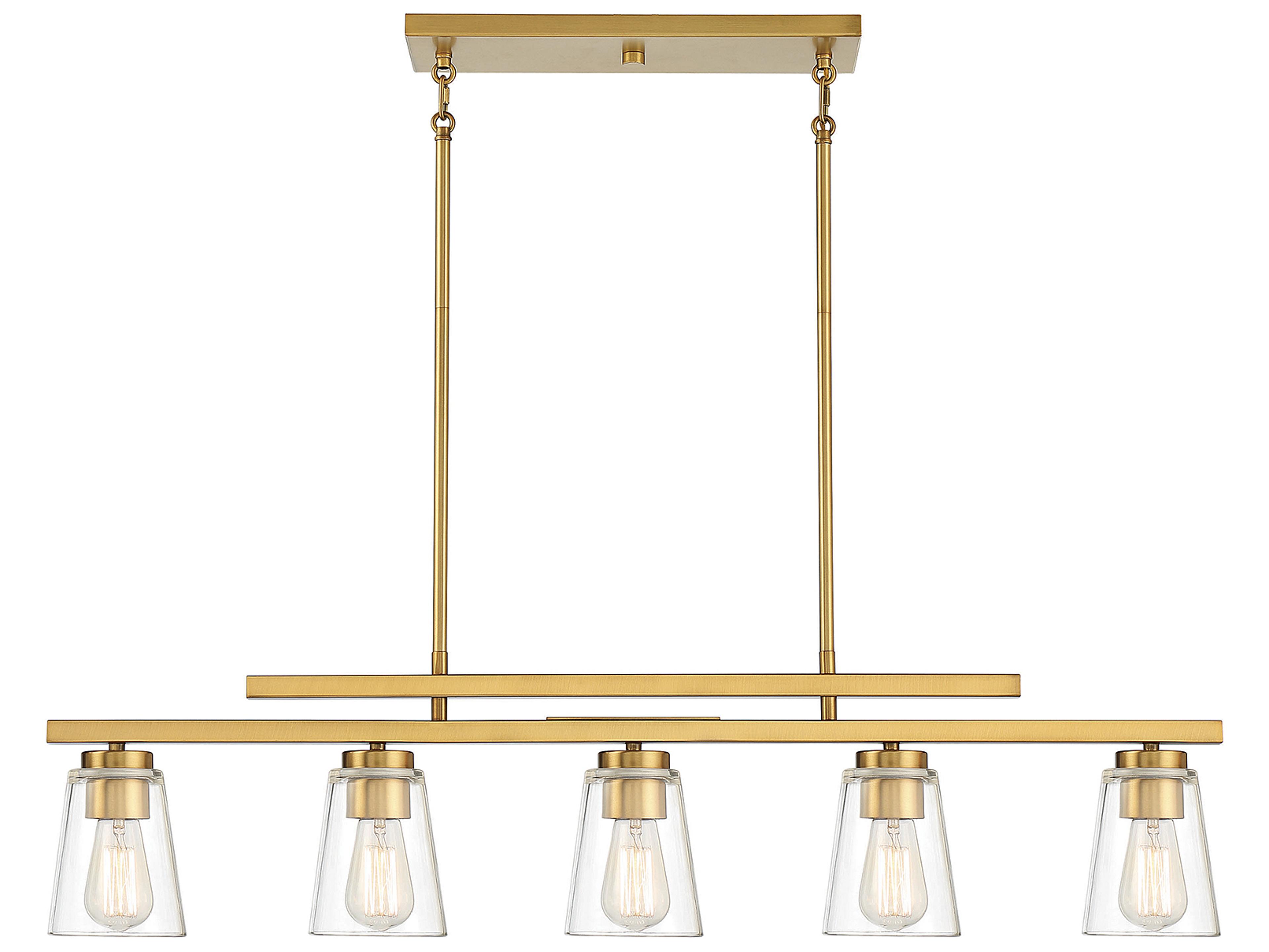 Calhoun 5-Light Warm Brass Glass Bell Linear Island Pendant
