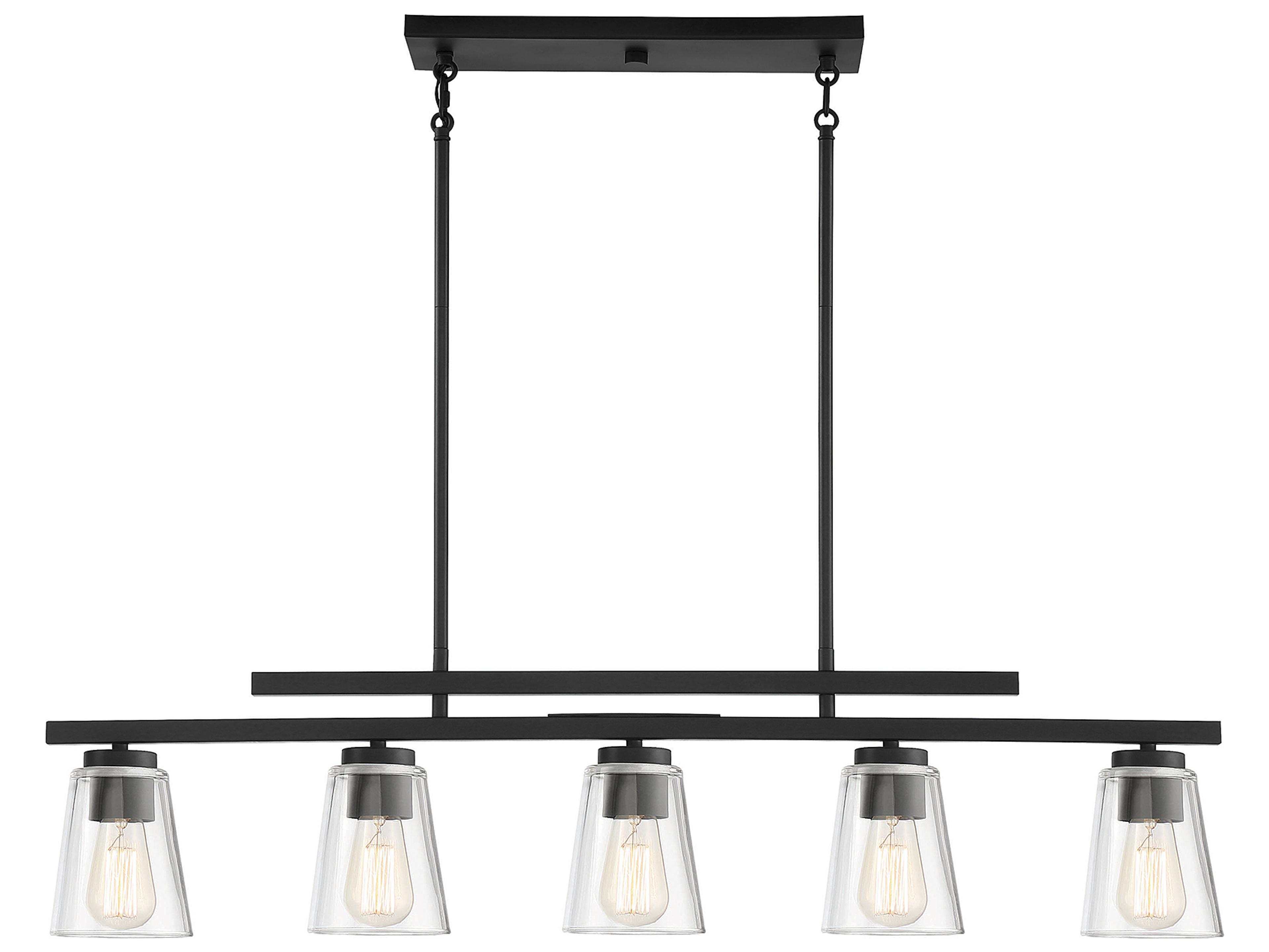 Calhoun 5-Light Matte Black Glass Bell Linear Island Pendant