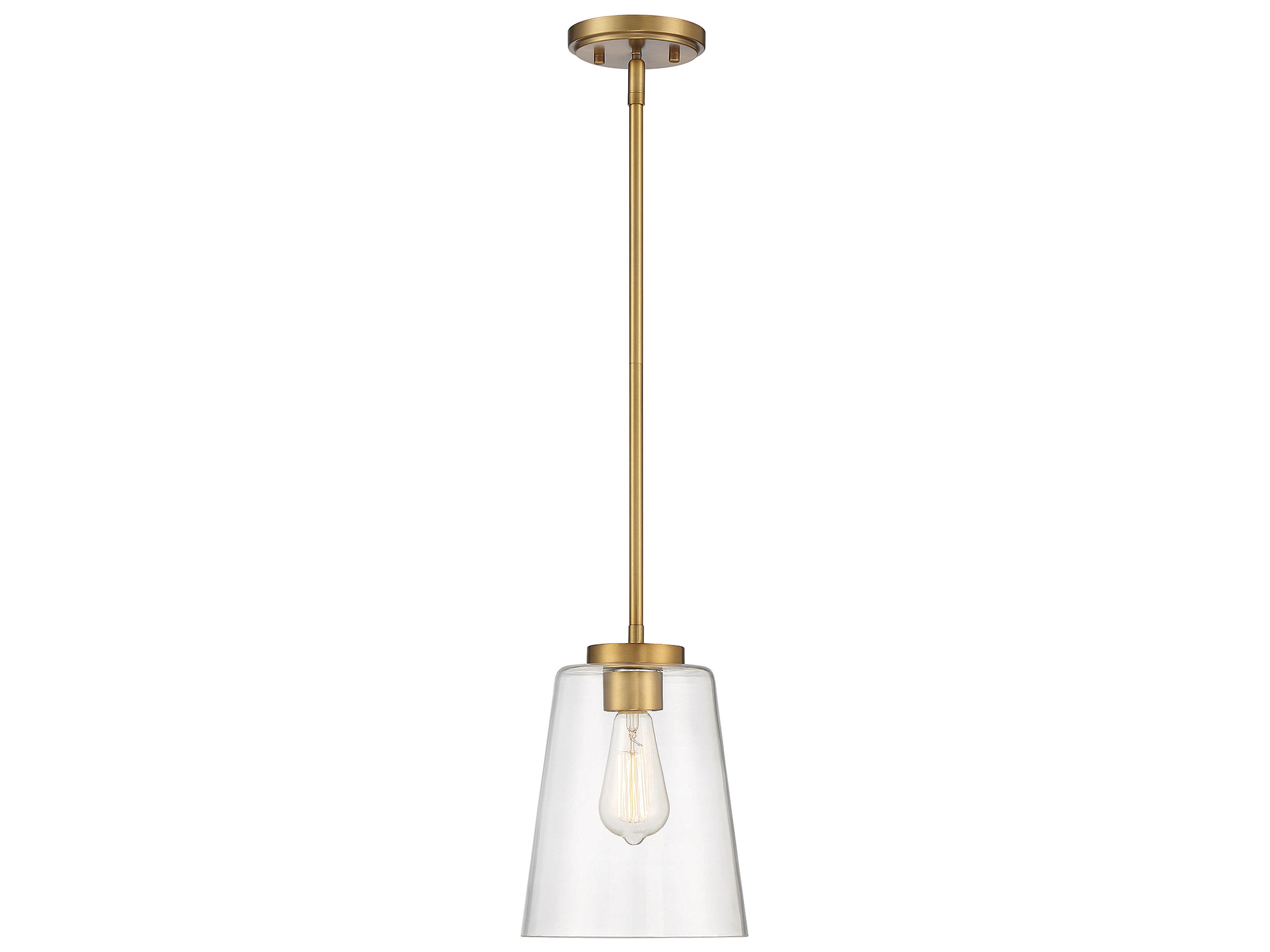 Calhoun 1-Light Warm Brass Glass Bell Mini Pendant