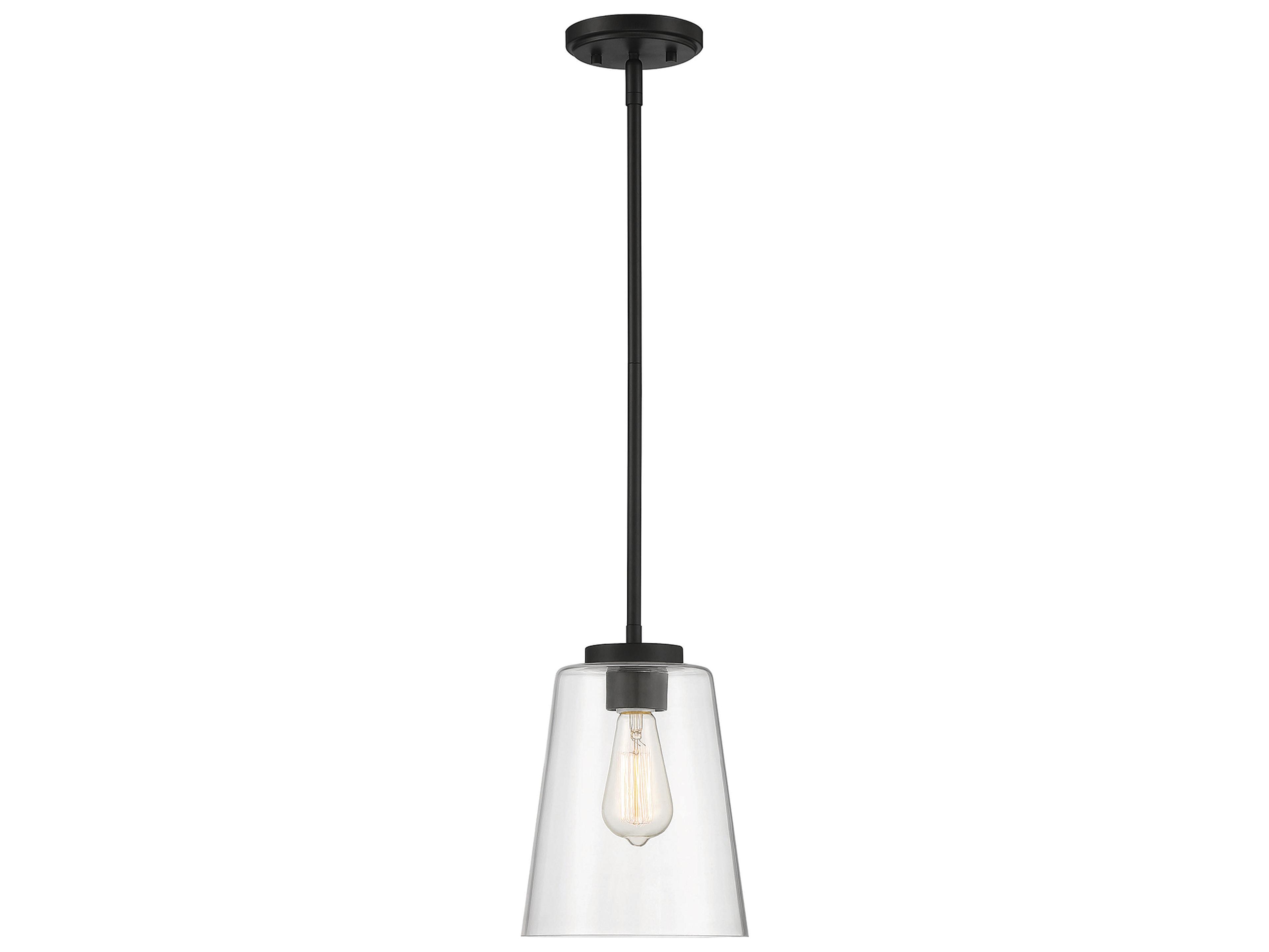 Calhoun 1-Light Matte Black Glass Bell Mini Pendant