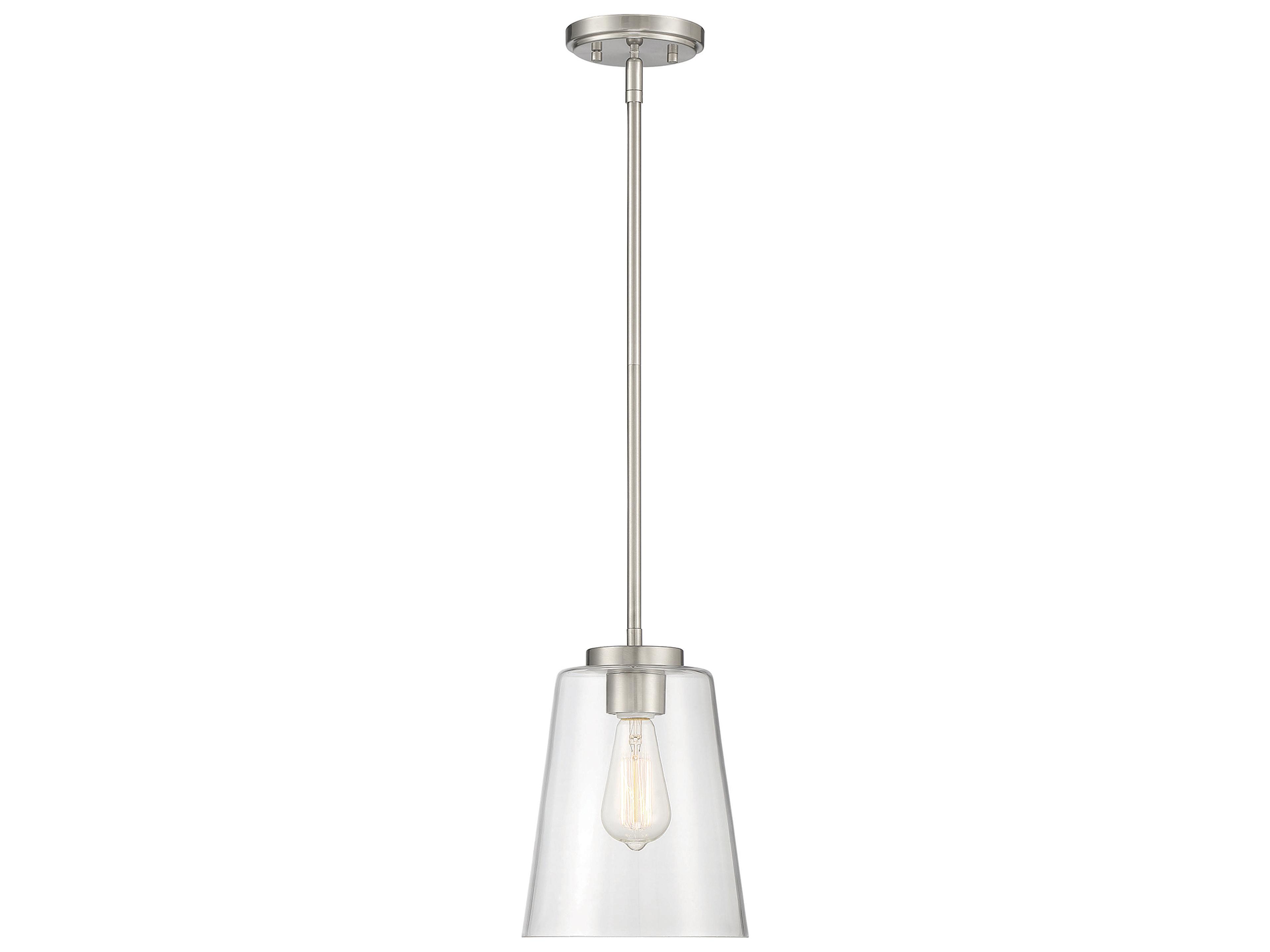 Calhoun 1-Light Satin Nickel Glass Bell Mini Pendant