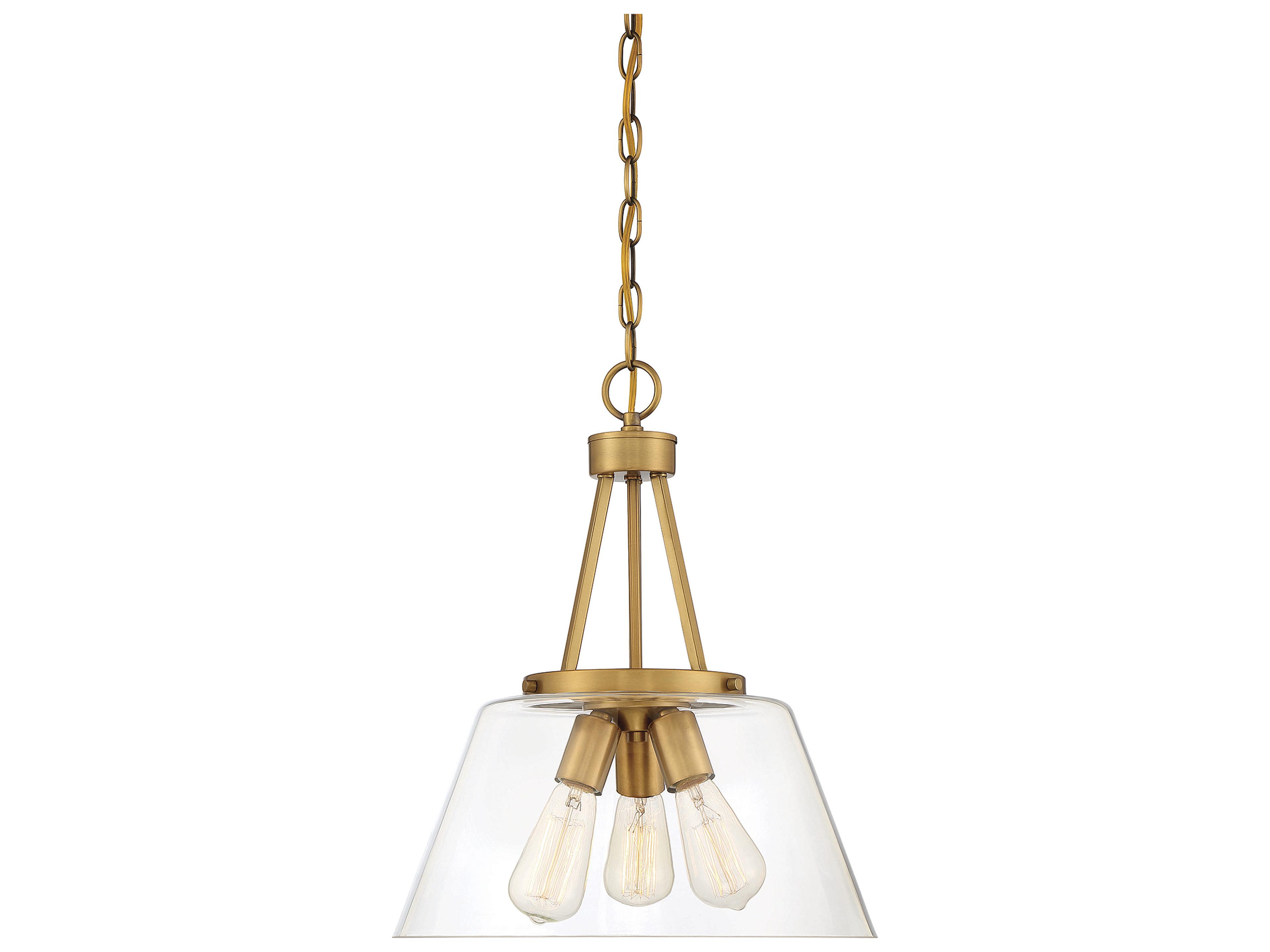 Calhoun 3-Light Warm Brass Glass Pendant