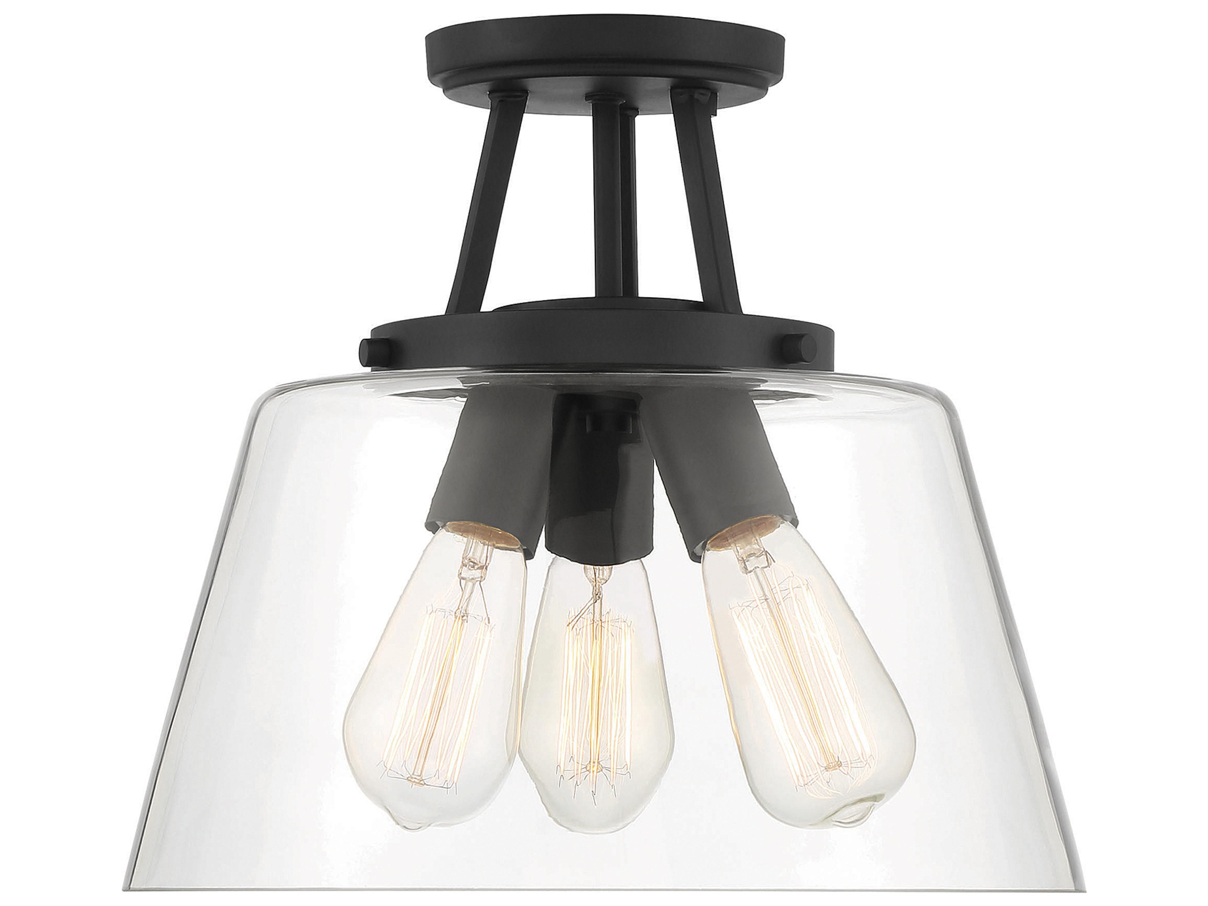 Calhoun 3-Light Matte Black Glass Semi Flush Mount