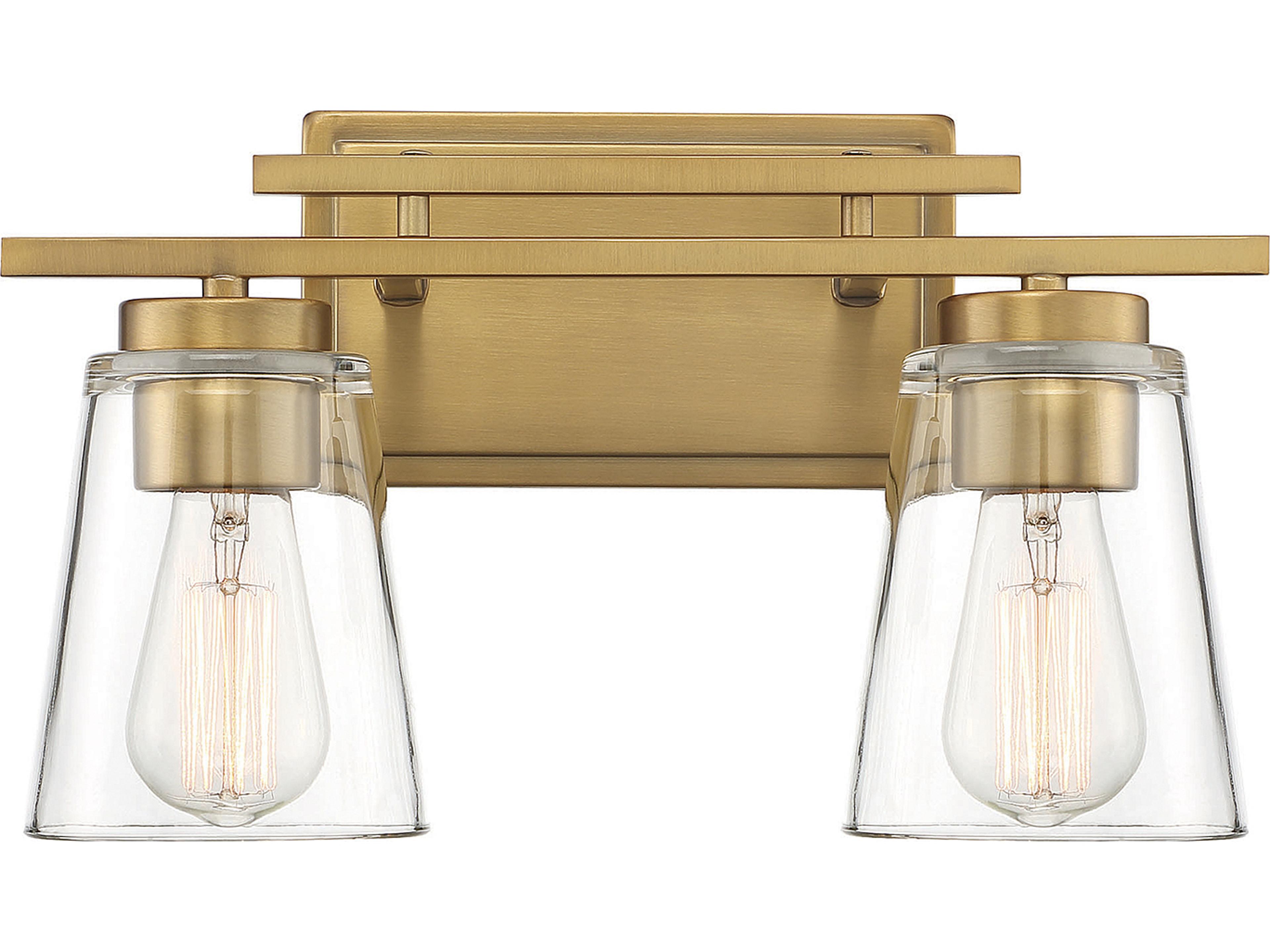 Calhoun 2-Light Warm Brass Glass Vanity Light