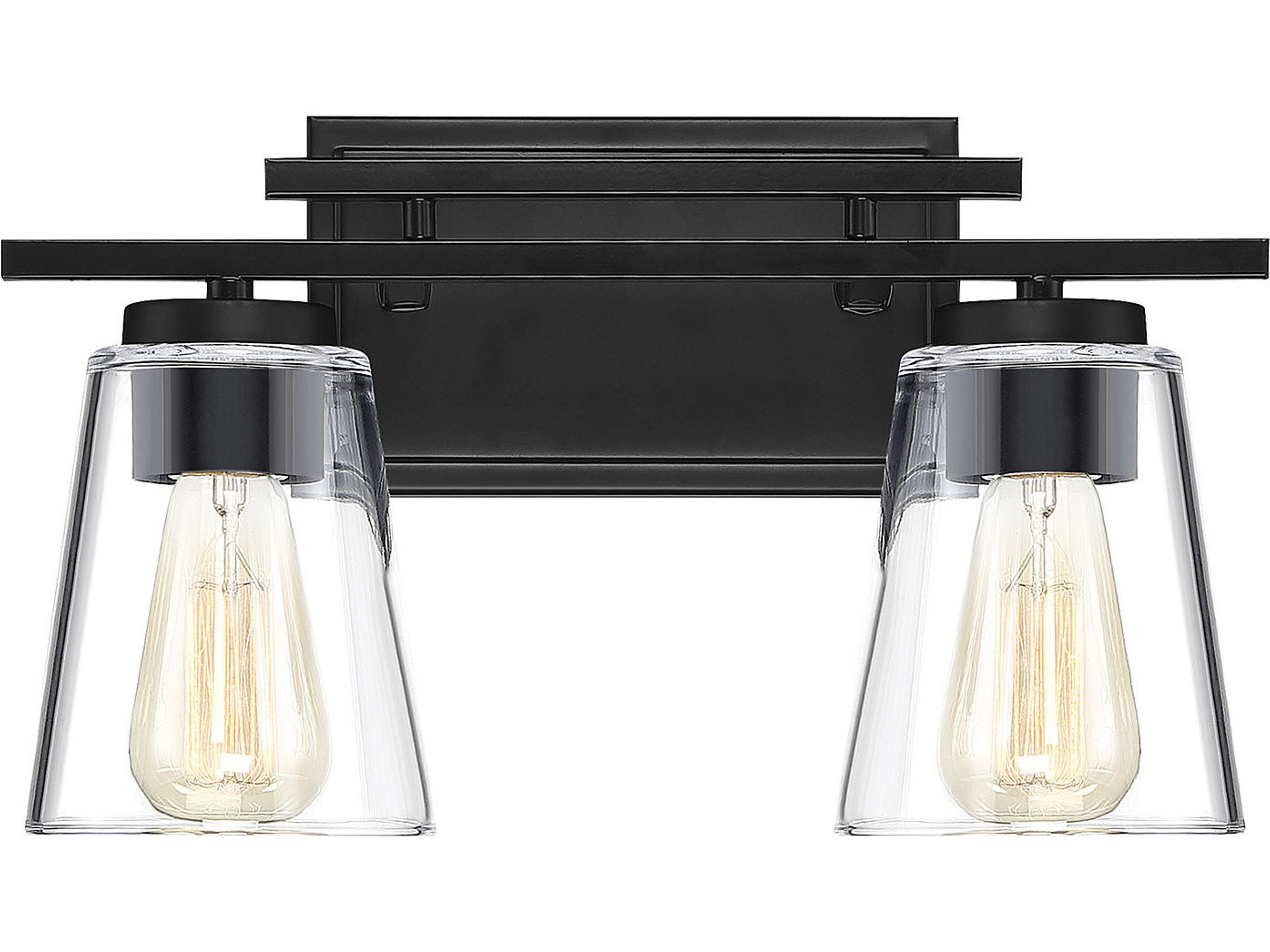 Calhoun 2-Light Black Glass Vanity Light